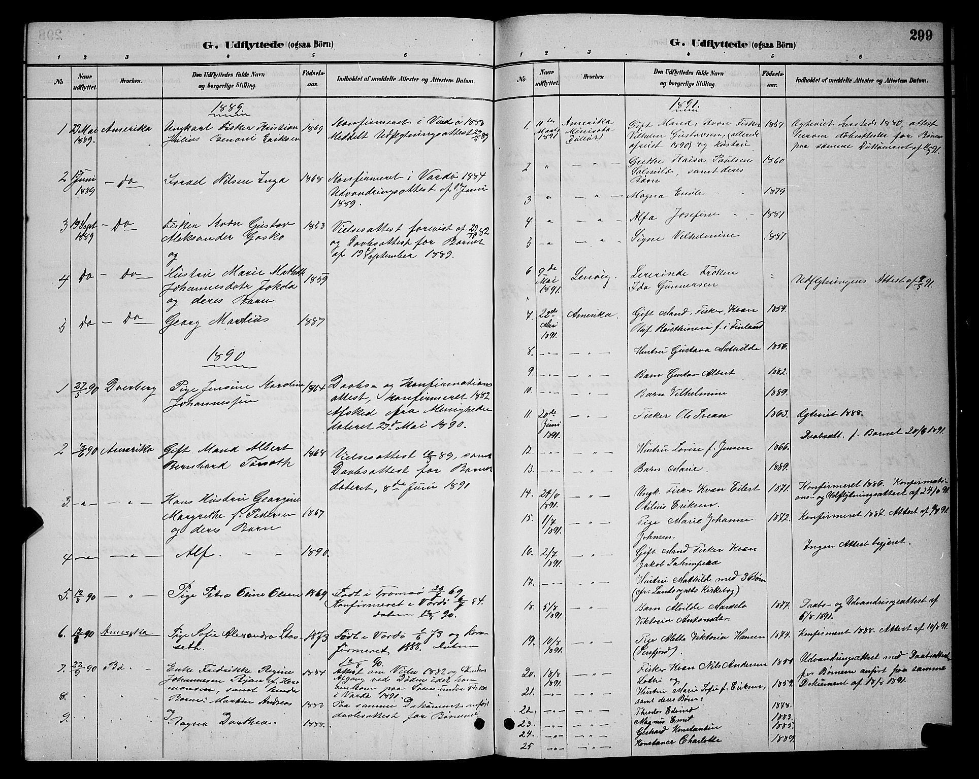 Vardø sokneprestkontor, SATØ/S-1332/H/Hb/L0005klokker: Parish register (copy) no. 5, 1887-1892, p. 299