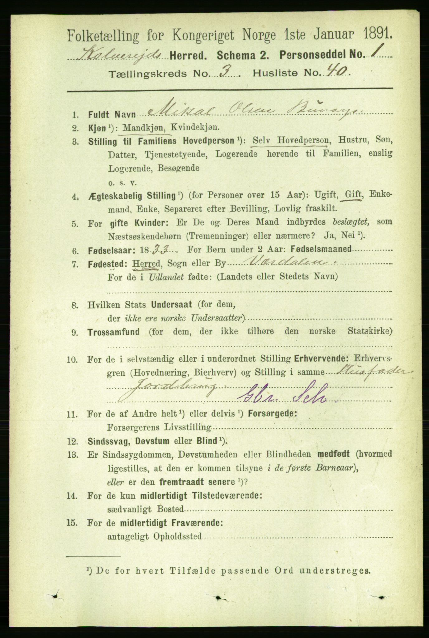 RA, 1891 census for 1752 Kolvereid, 1891, p. 1115