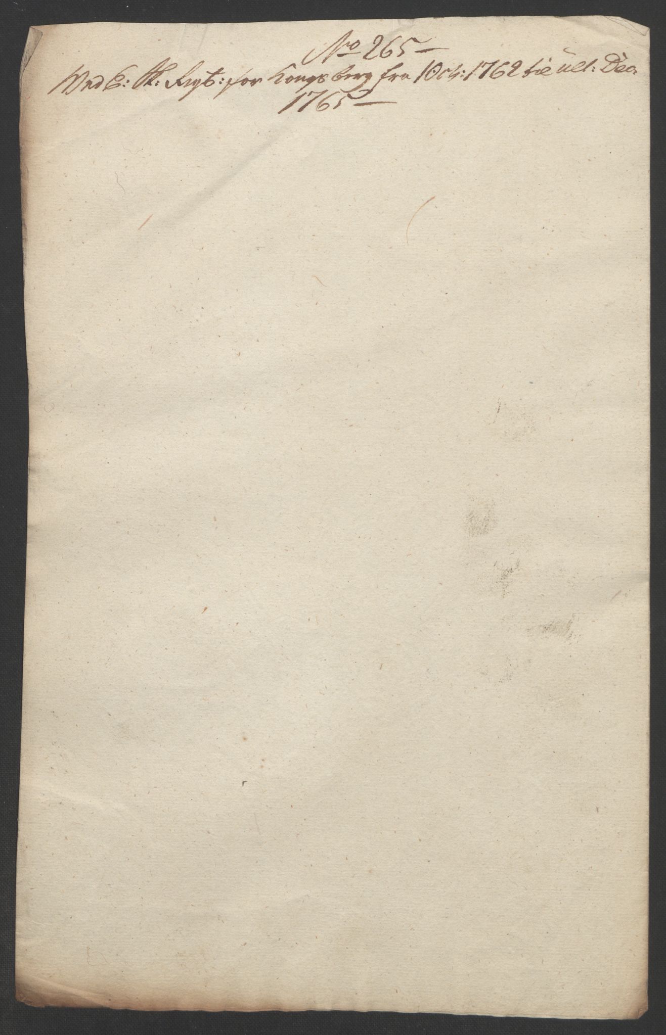 Rentekammeret inntil 1814, Reviderte regnskaper, Bergverksregnskaper, RA/EA-3222/R/Rc/Rca/L0843: Ekstraskatt, 1762-1765, p. 1116