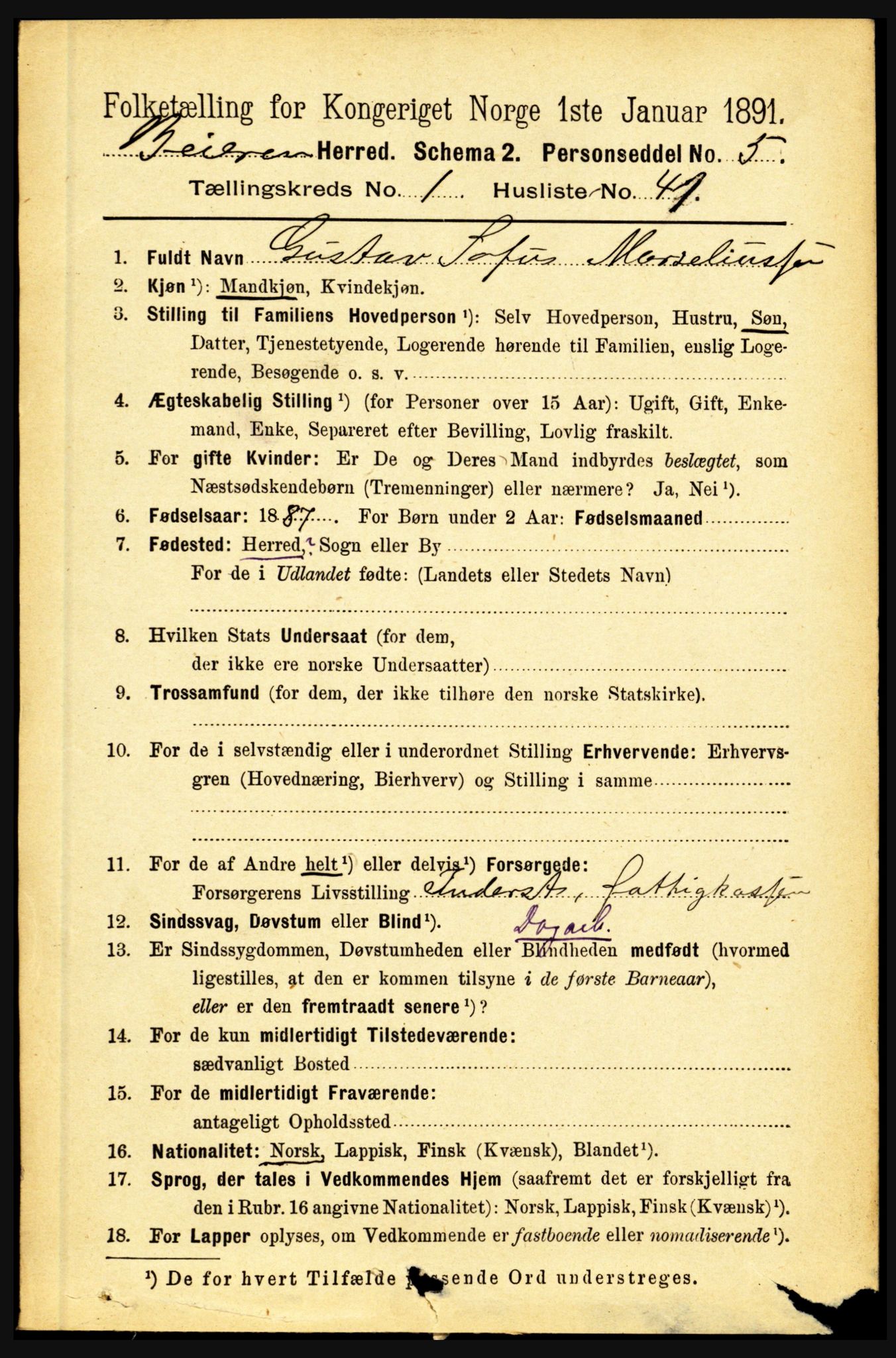 RA, 1891 census for 1839 Beiarn, 1891, p. 295