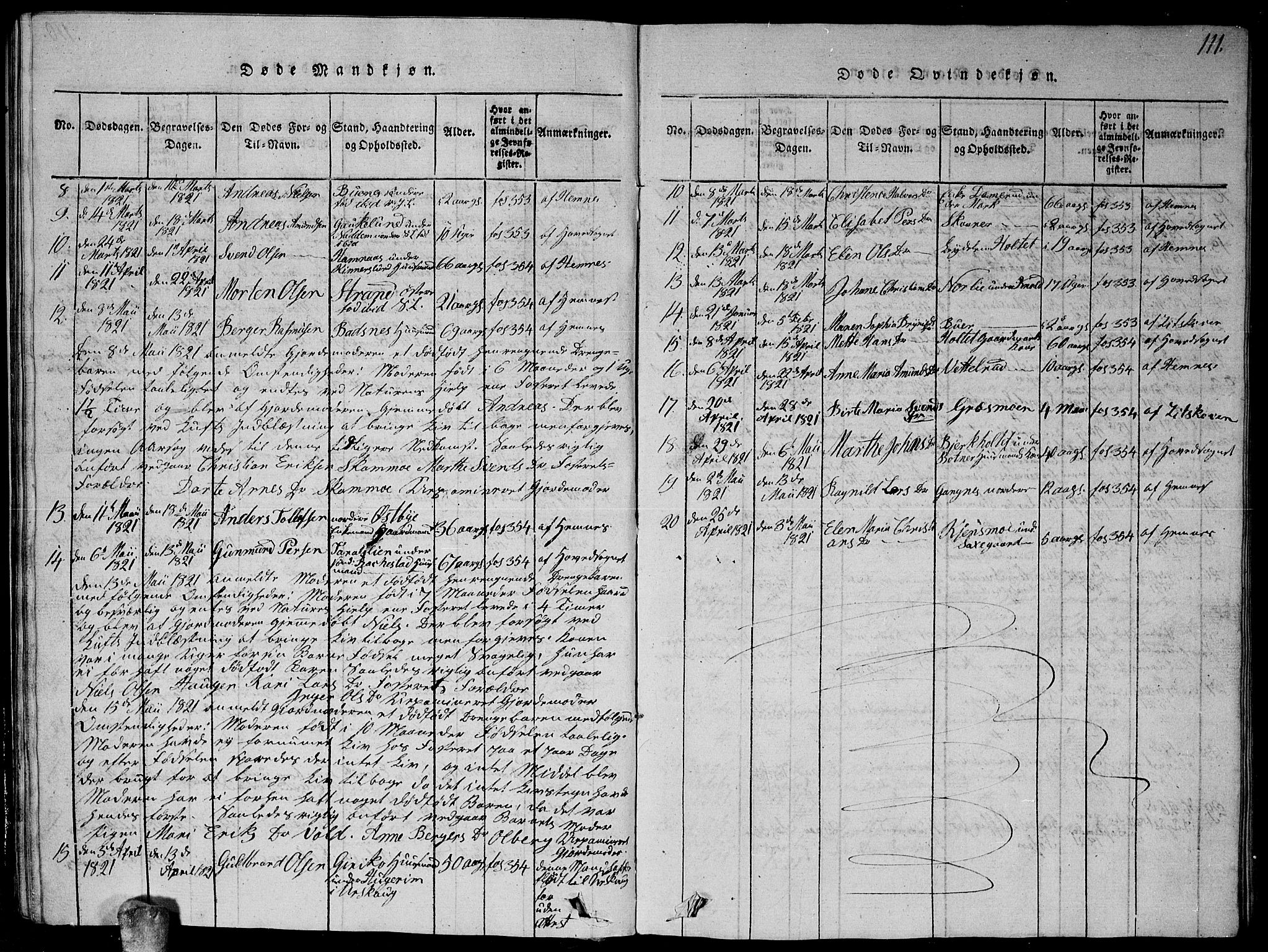 Høland prestekontor Kirkebøker, SAO/A-10346a/G/Ga/L0001: Parish register (copy) no. I 1, 1814-1827, p. 111