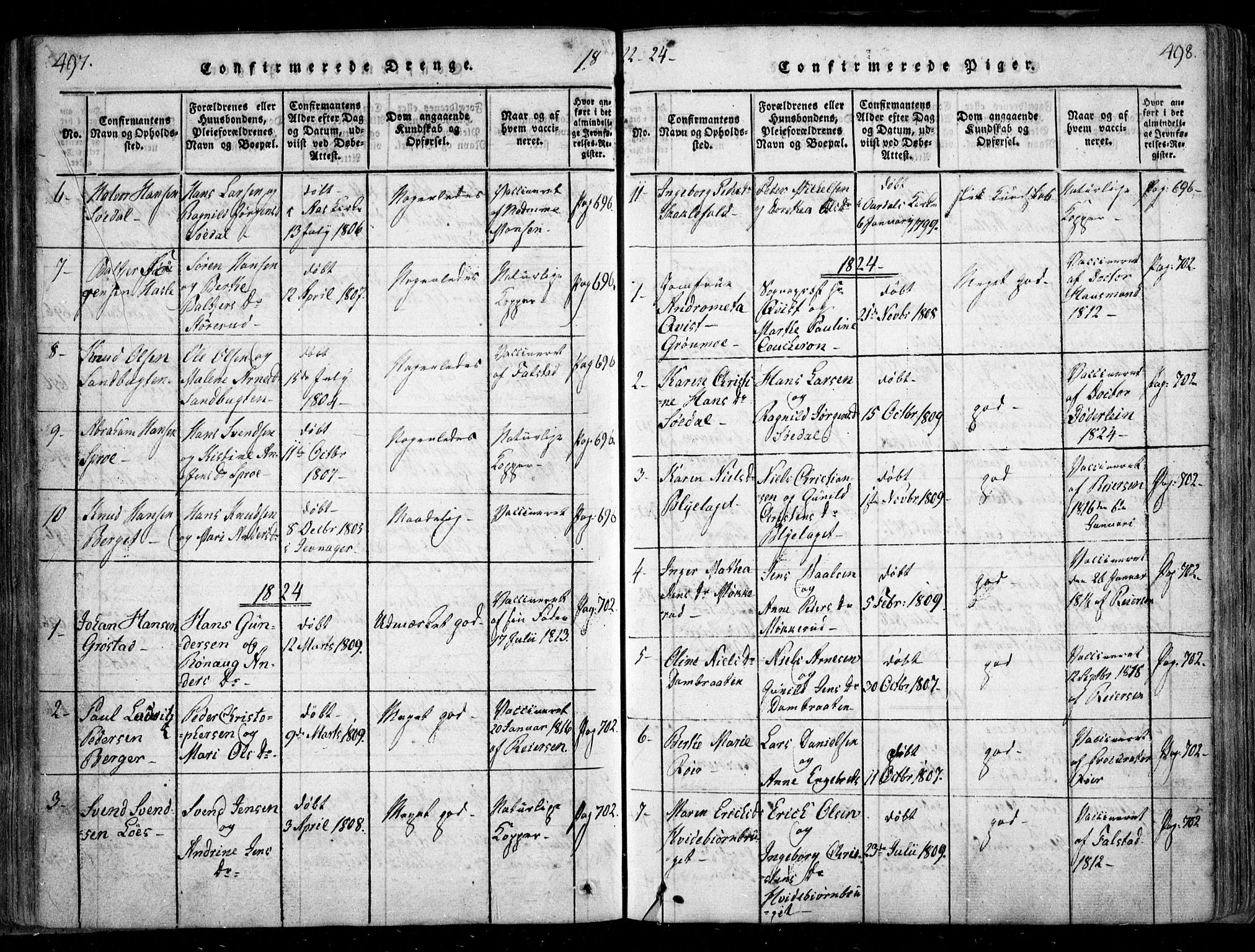 Nesodden prestekontor Kirkebøker, SAO/A-10013/F/Fa/L0006: Parish register (official) no. I 6, 1814-1847, p. 497-498