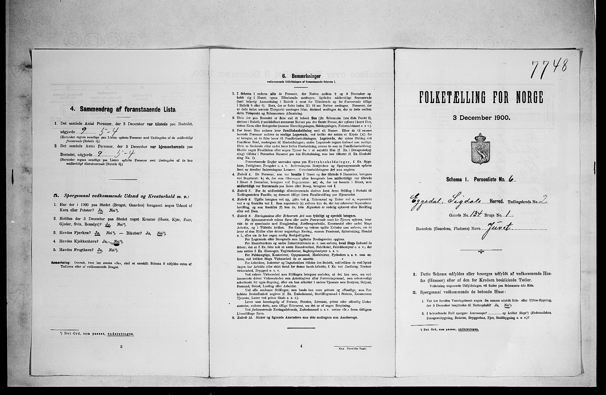 RA, 1900 census for Sigdal, 1900, p. 1882