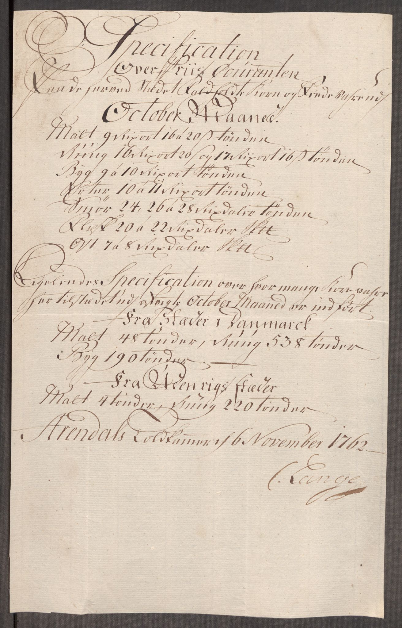 Rentekammeret inntil 1814, Realistisk ordnet avdeling, AV/RA-EA-4070/Oe/L0007: [Ø1]: Priskuranter, 1761-1763, p. 493