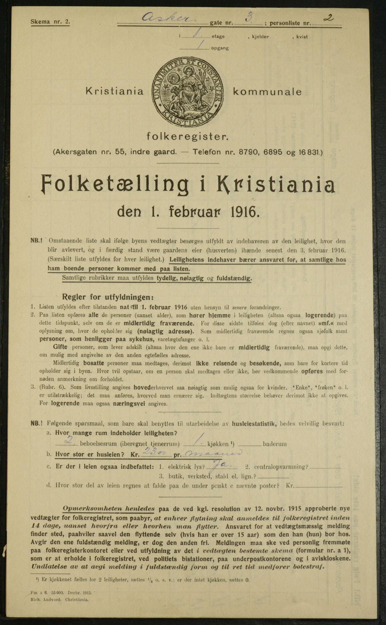 OBA, Municipal Census 1916 for Kristiania, 1916, p. 2628