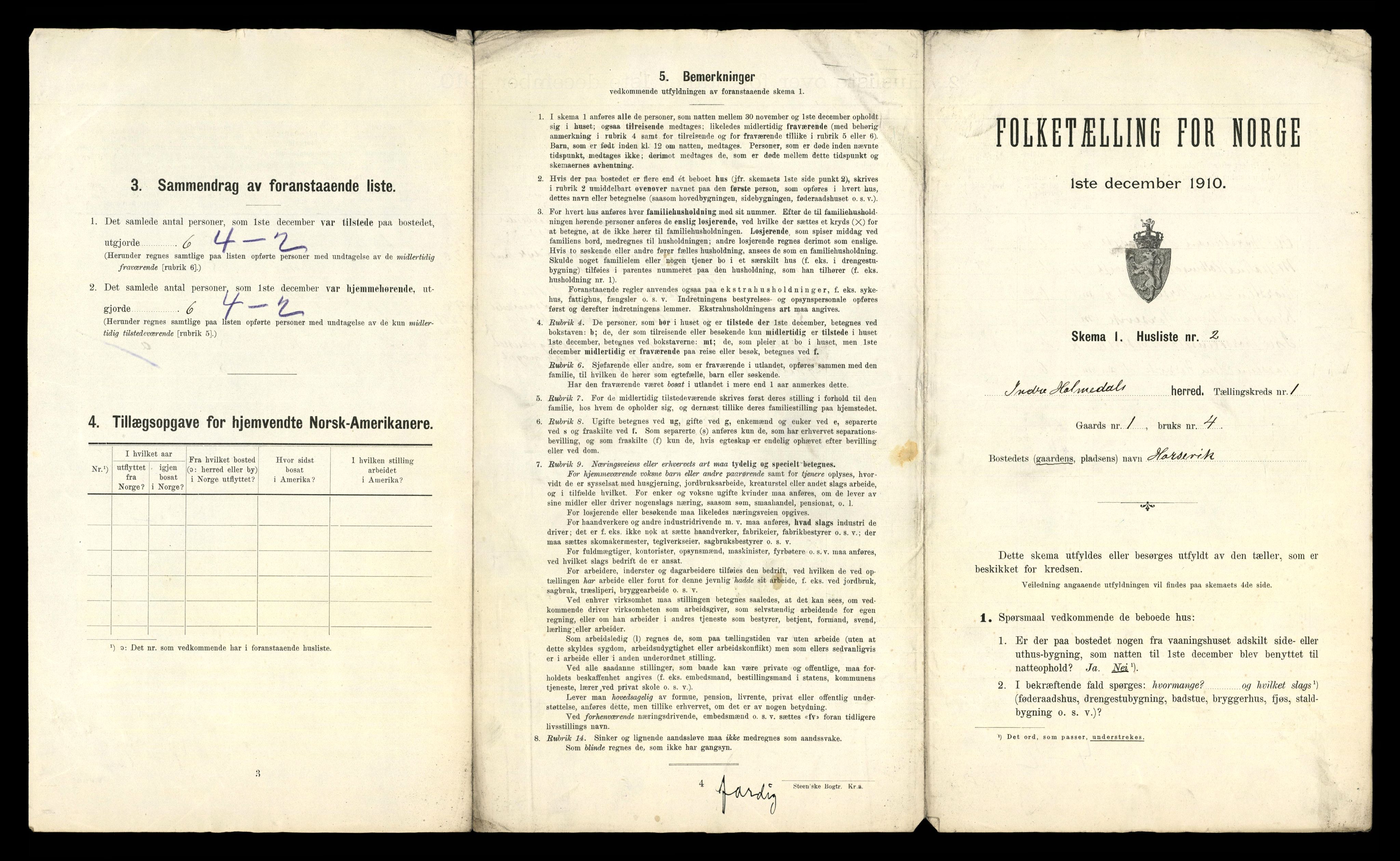 RA, 1910 census for Indre Holmedal, 1910, p. 58