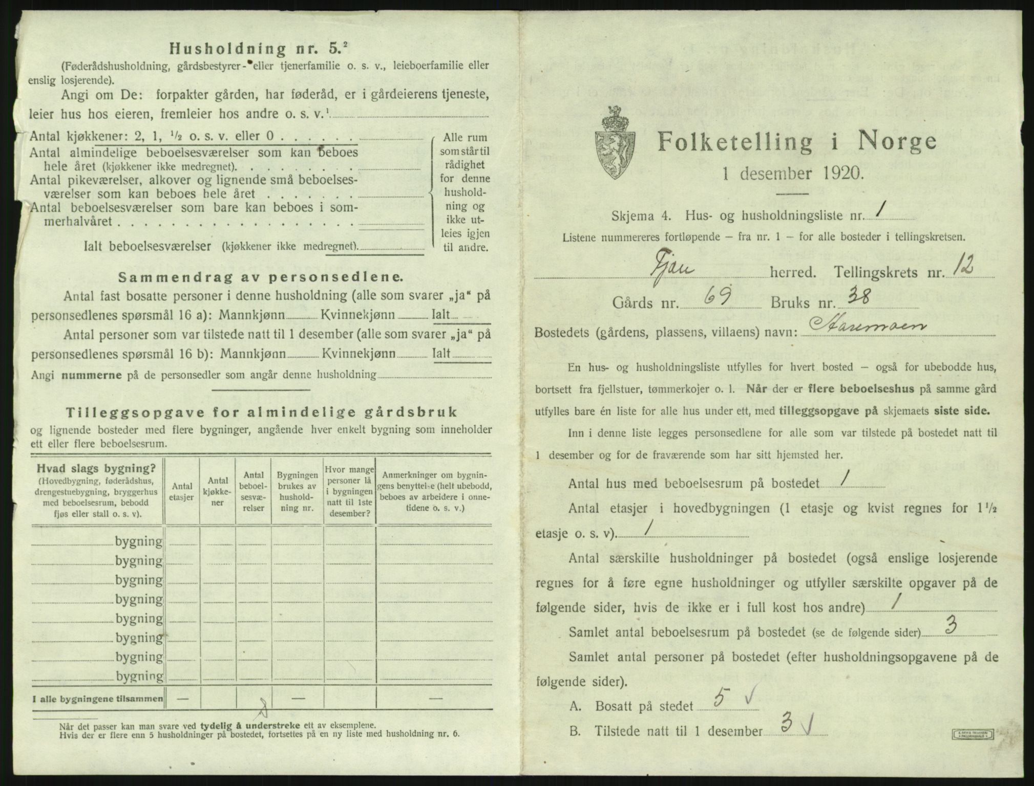 SAK, 1920 census for Fjære, 1920, p. 2051