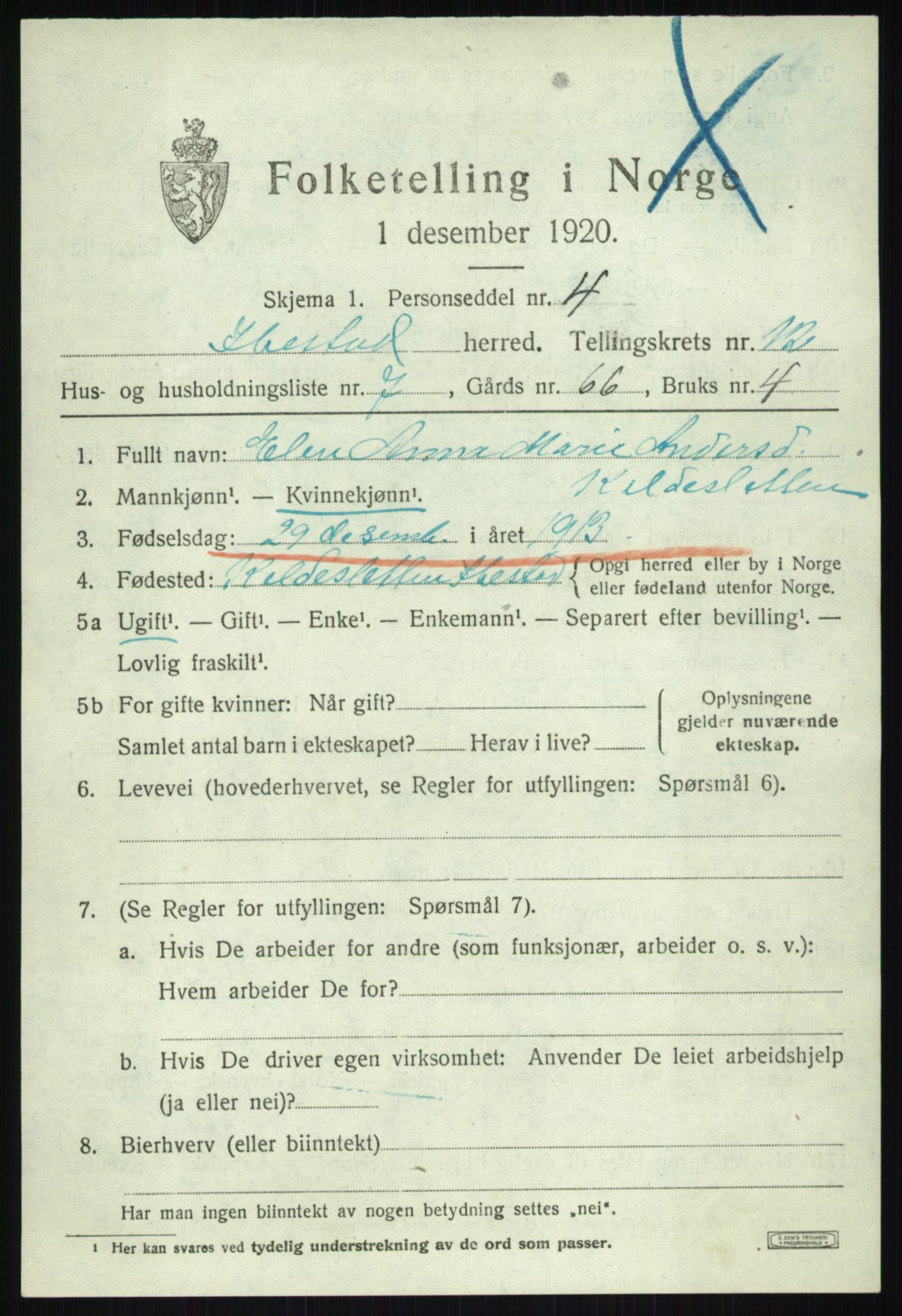 SATØ, 1920 census for Ibestad, 1920, p. 6459