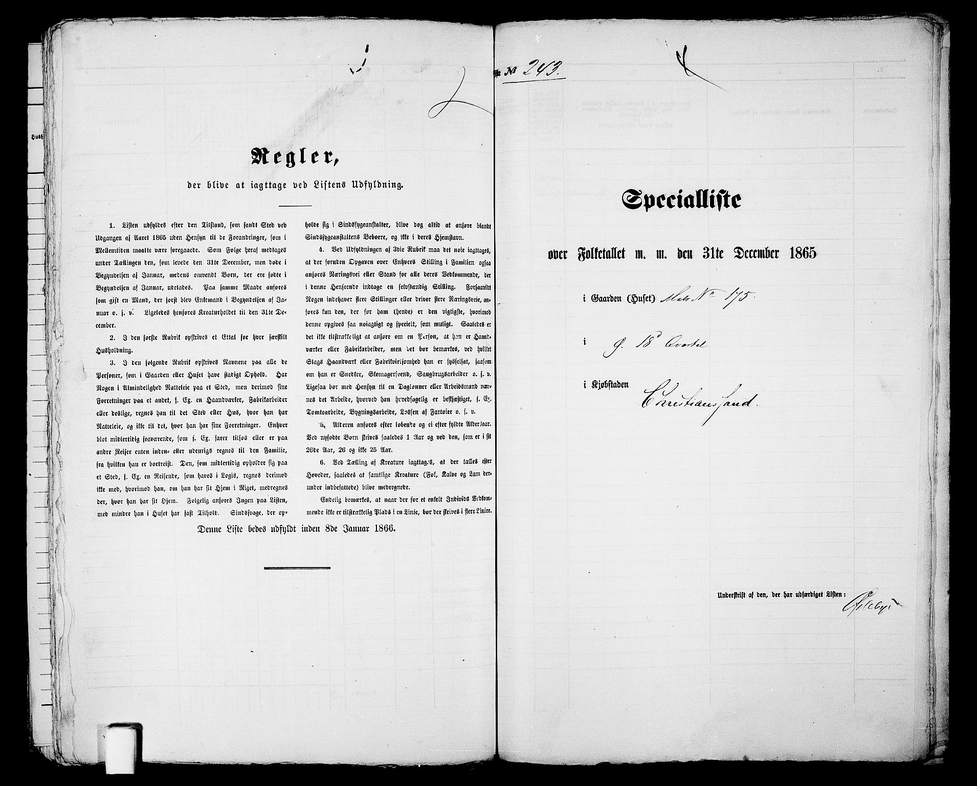 RA, 1865 census for Kristiansand, 1865, p. 504