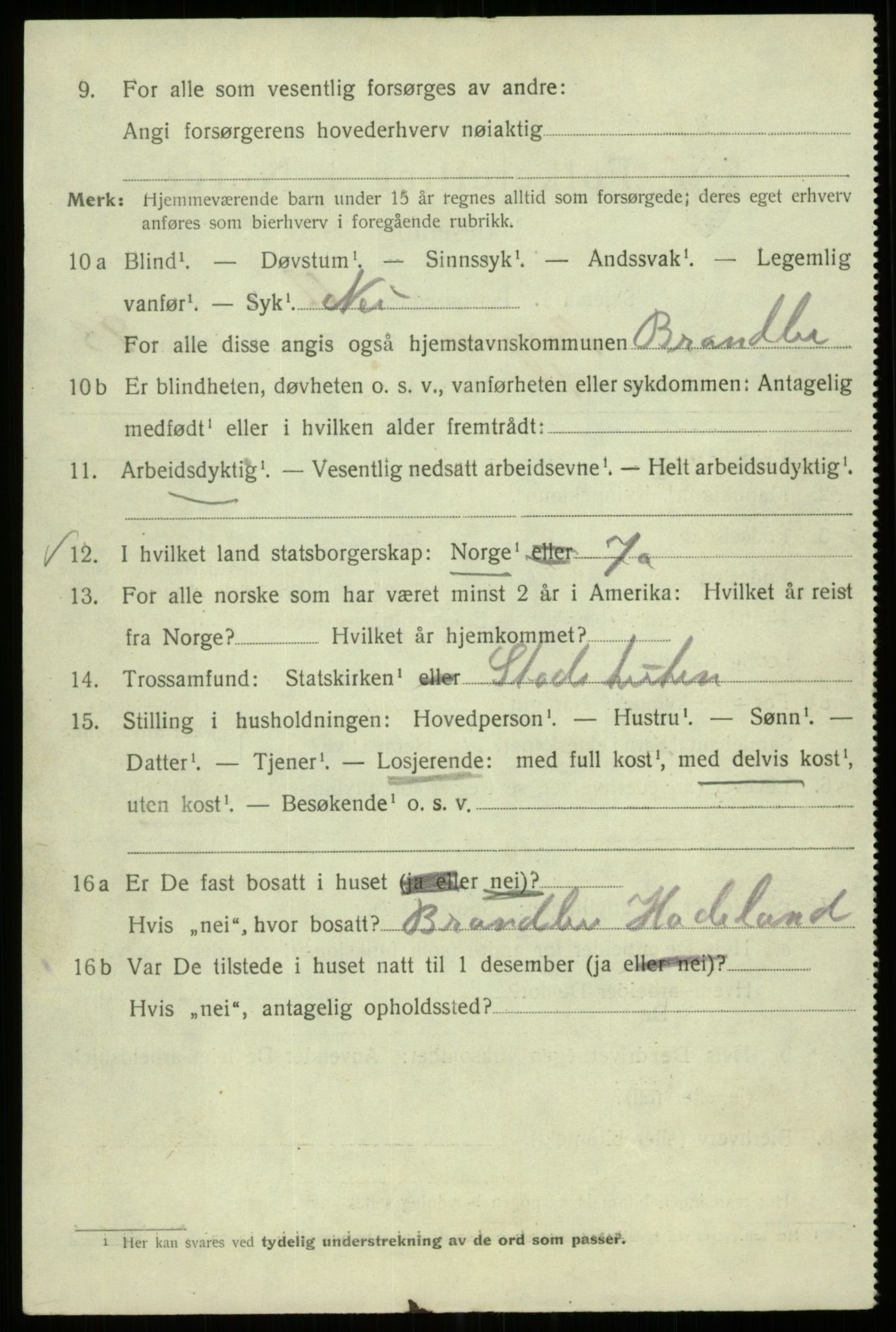 SAB, 1920 census for Bergen, 1920, p. 166416