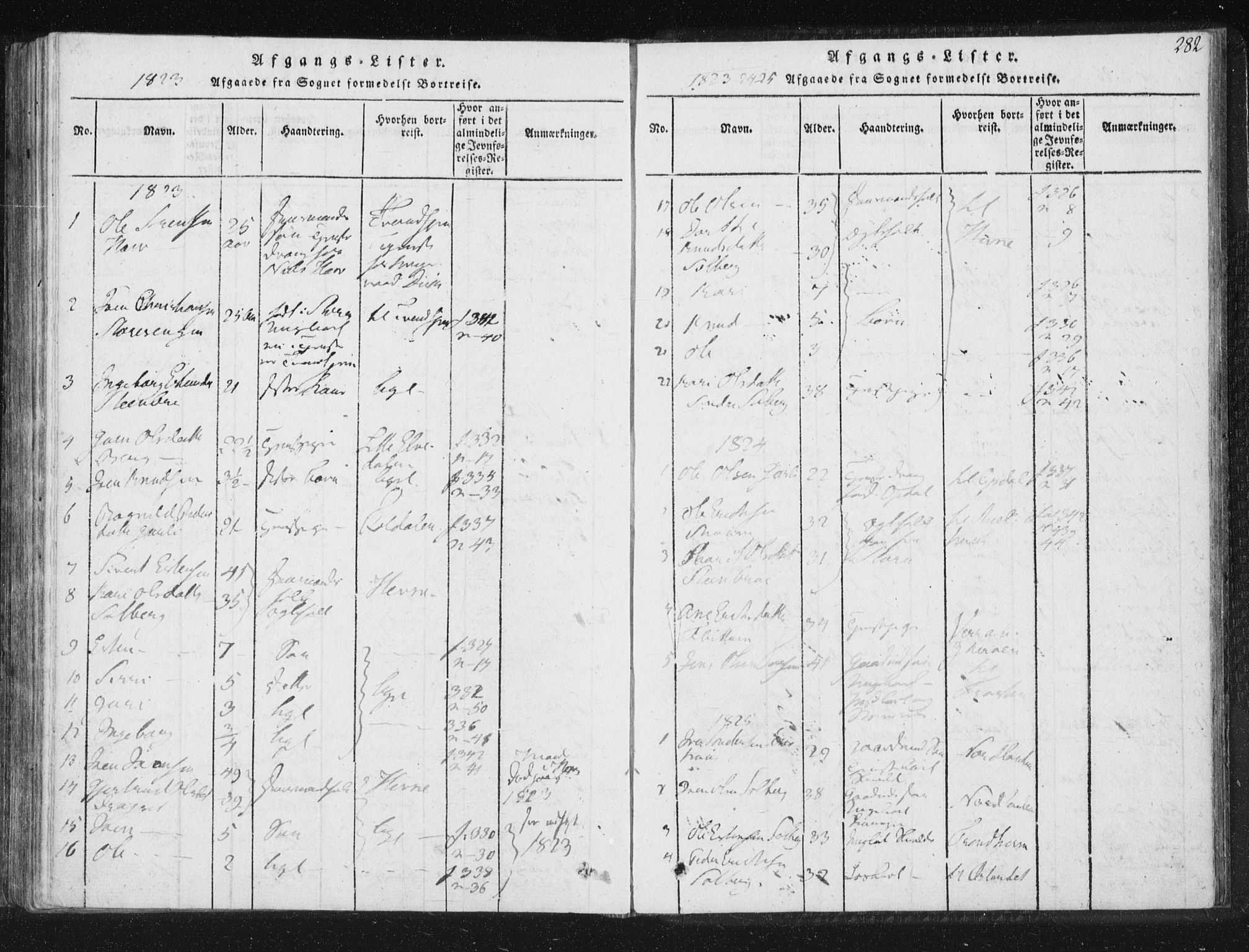 Ministerialprotokoller, klokkerbøker og fødselsregistre - Sør-Trøndelag, SAT/A-1456/689/L1037: Parish register (official) no. 689A02, 1816-1842, p. 282