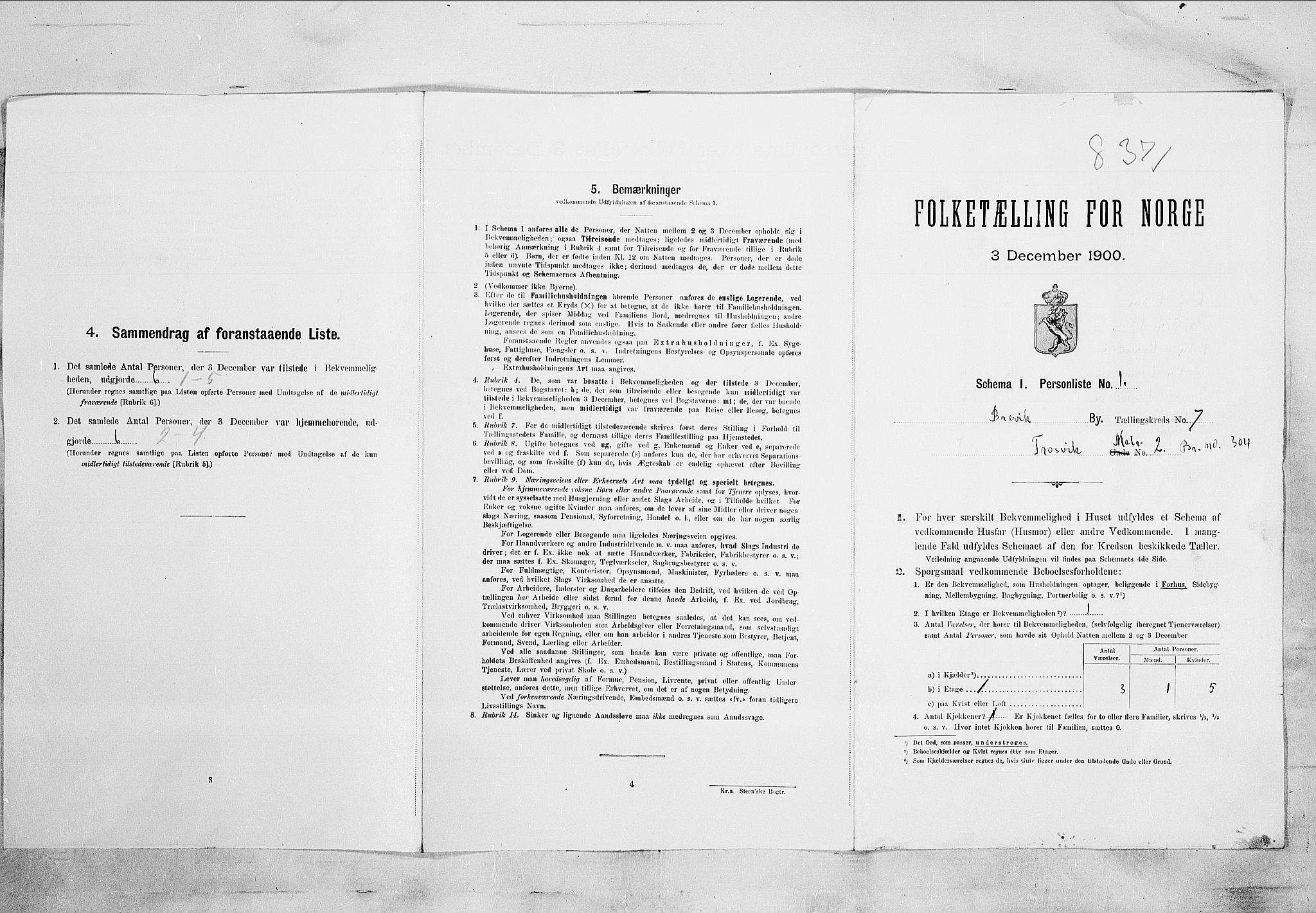 SAKO, 1900 census for Brevik, 1900, p. 1336