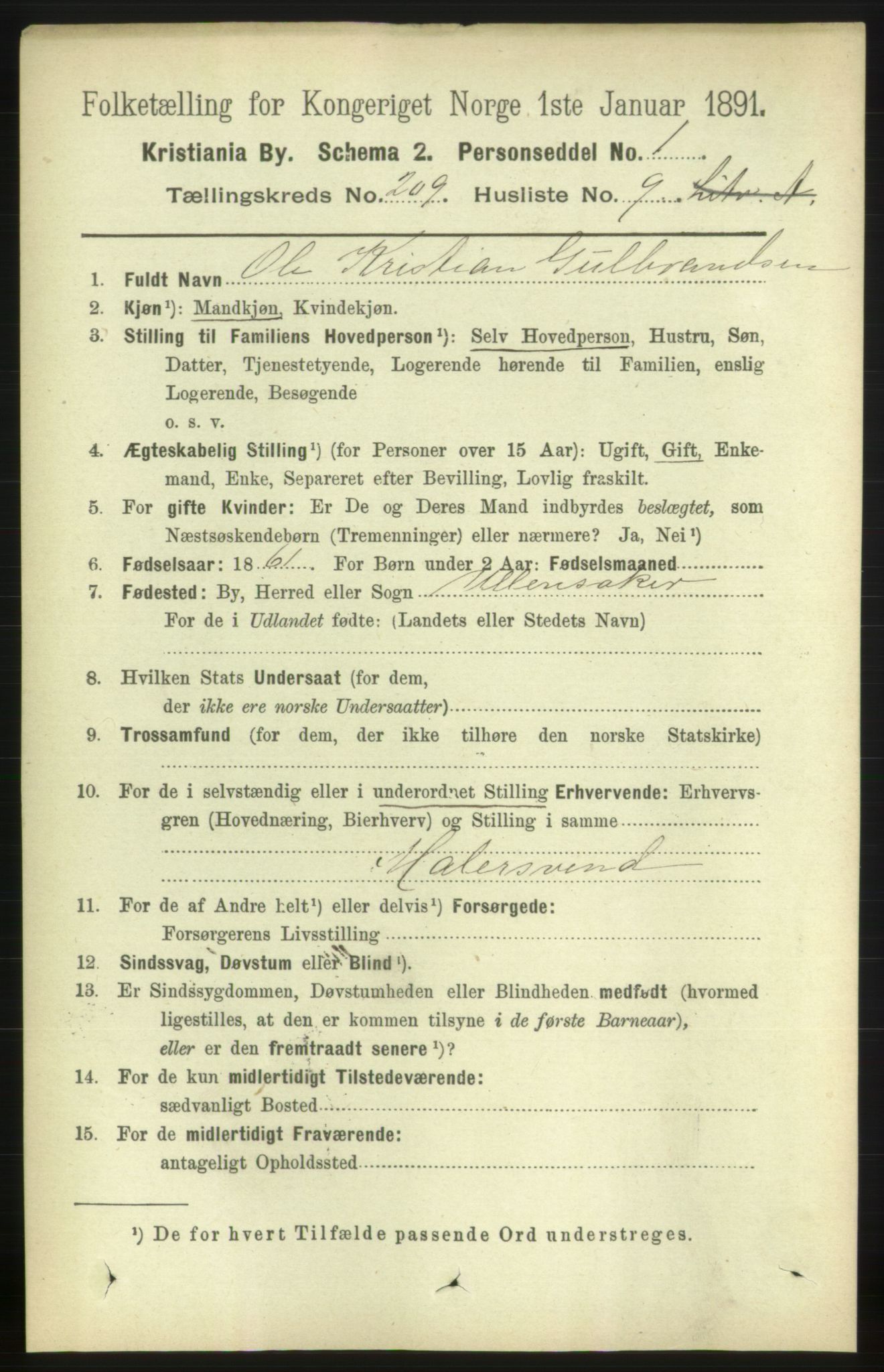 RA, 1891 census for 0301 Kristiania, 1891, p. 125289