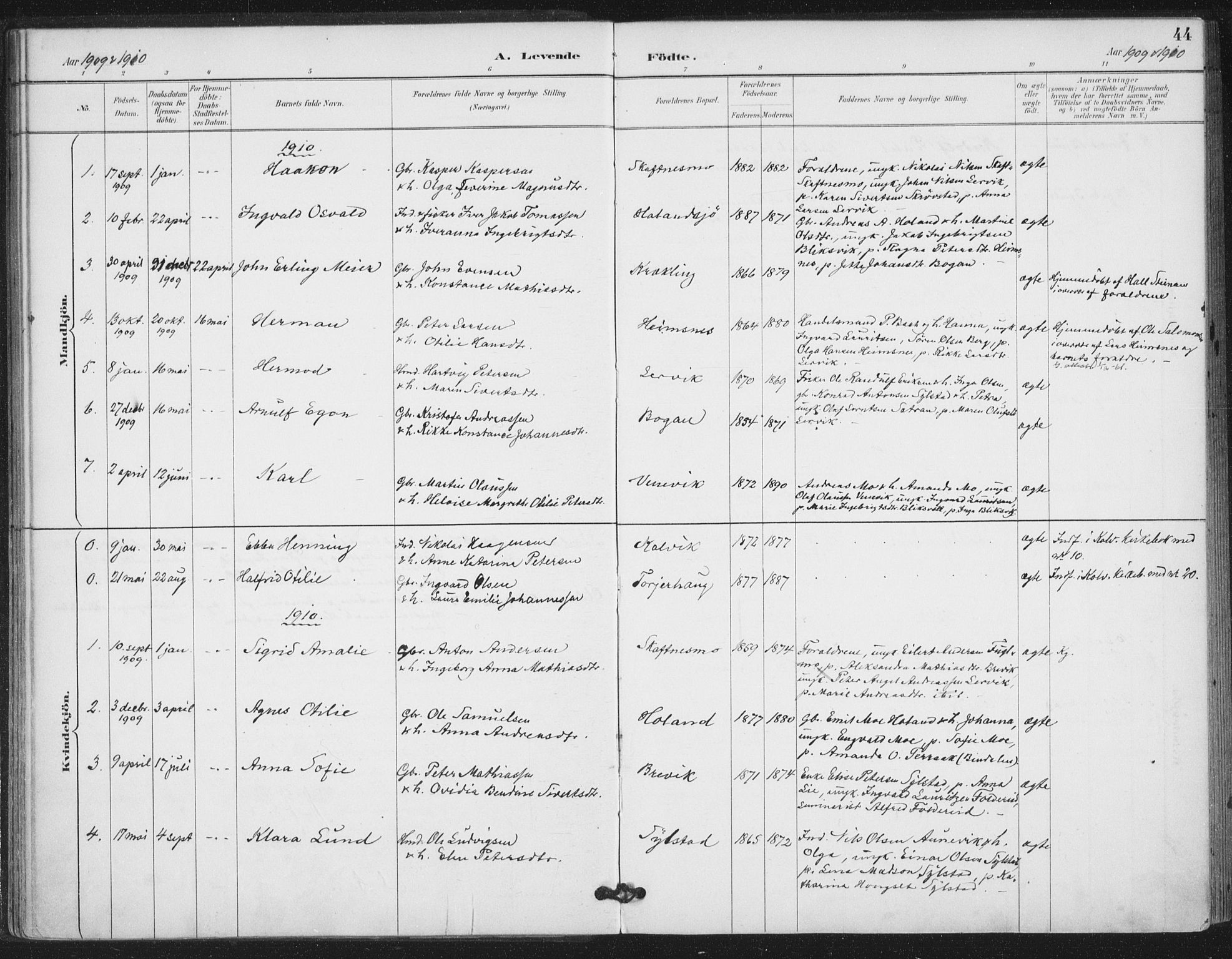 Ministerialprotokoller, klokkerbøker og fødselsregistre - Nord-Trøndelag, SAT/A-1458/783/L0660: Parish register (official) no. 783A02, 1886-1918, p. 44