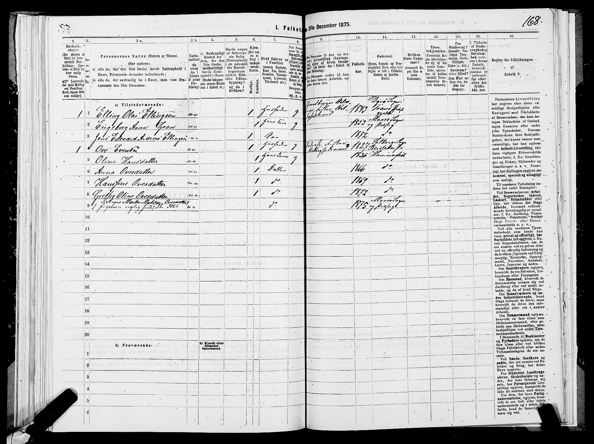 SATØ, 1875 census for 2018P Måsøy, 1875, p. 1168