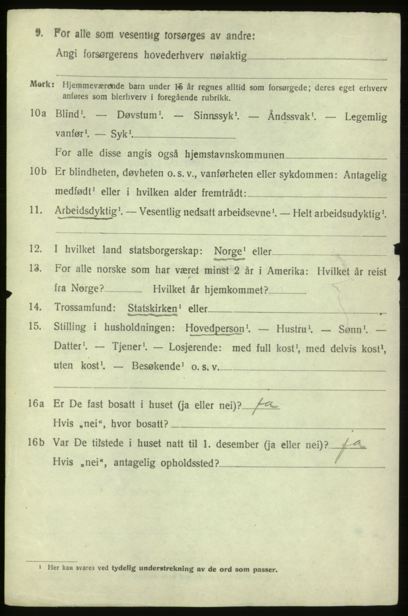 SAB, 1920 census for Ølen, 1920, p. 1556