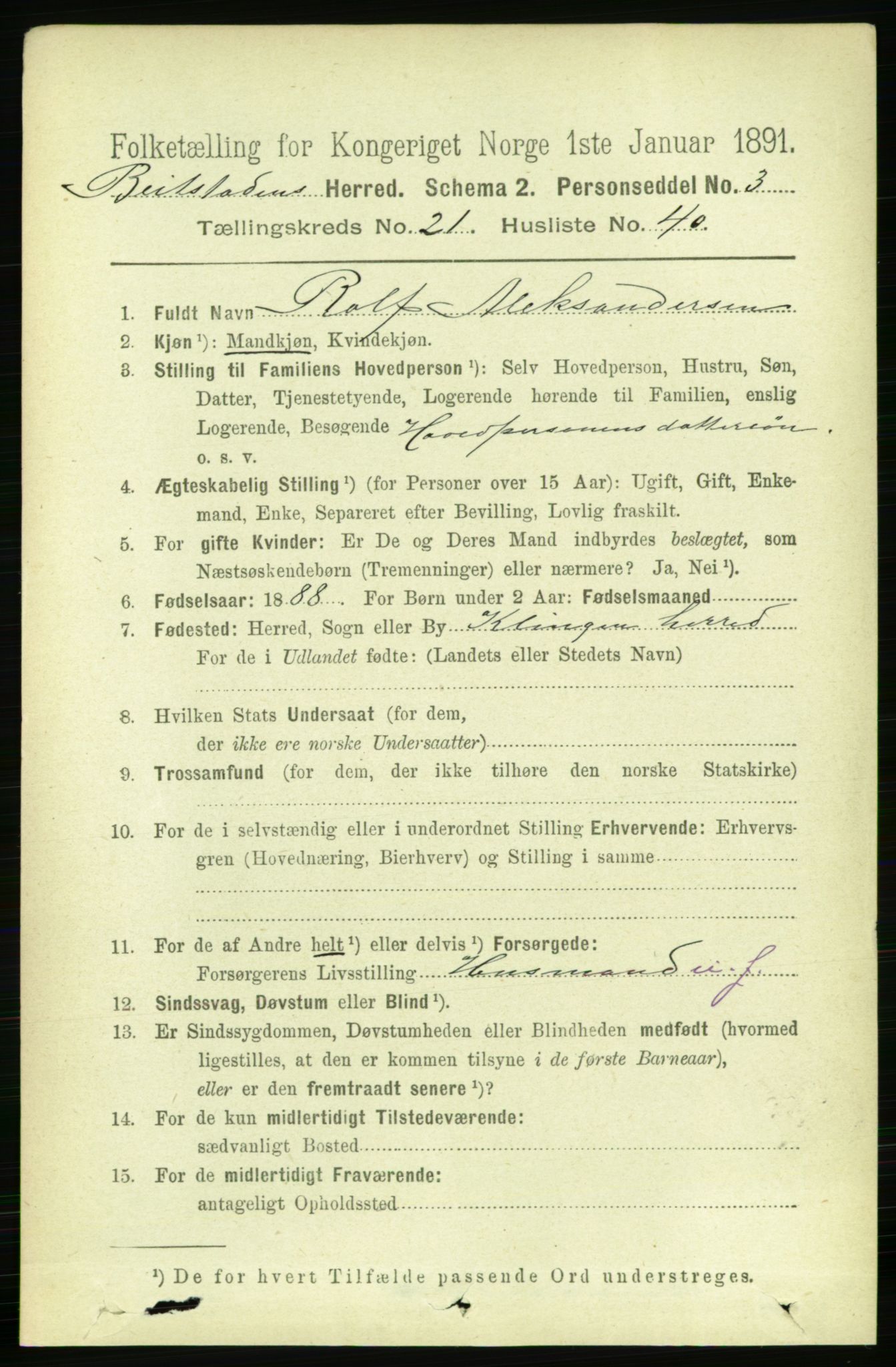 RA, 1891 census for 1727 Beitstad, 1891, p. 5653