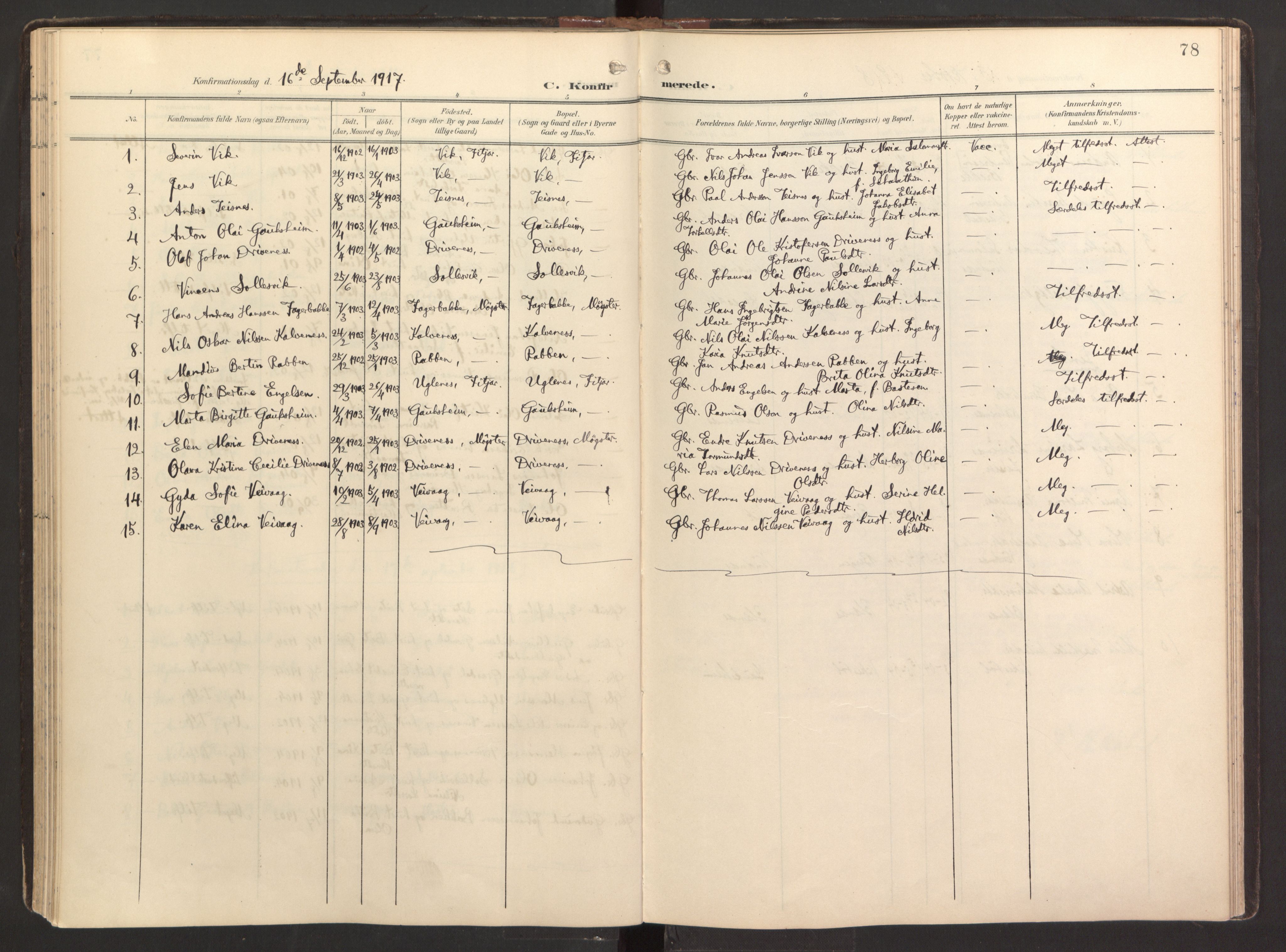 Fitjar sokneprestembete, SAB/A-99926: Parish register (official) no. B 1, 1900-1926, p. 78