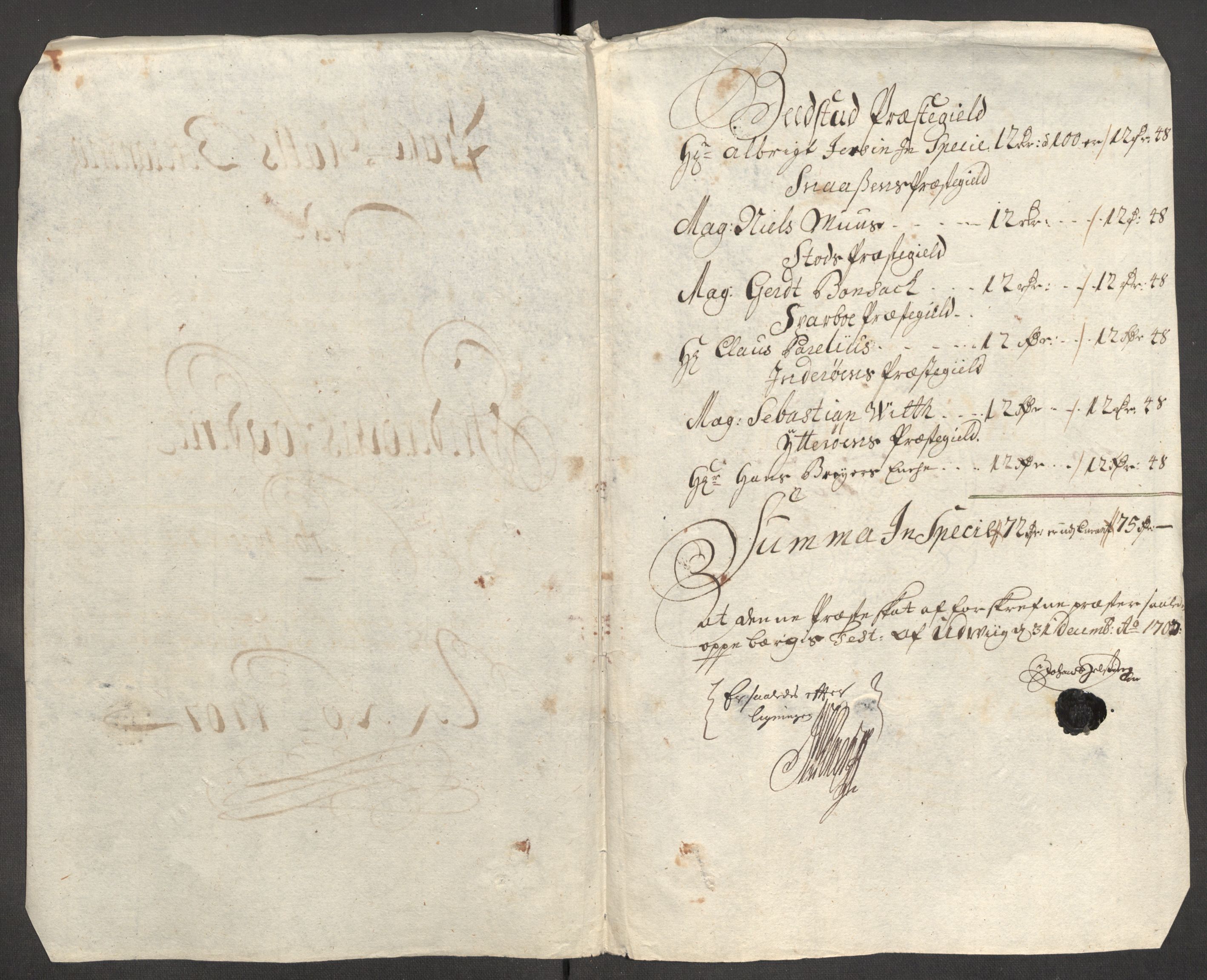 Rentekammeret inntil 1814, Reviderte regnskaper, Fogderegnskap, RA/EA-4092/R63/L4315: Fogderegnskap Inderøy, 1706-1707, p. 391