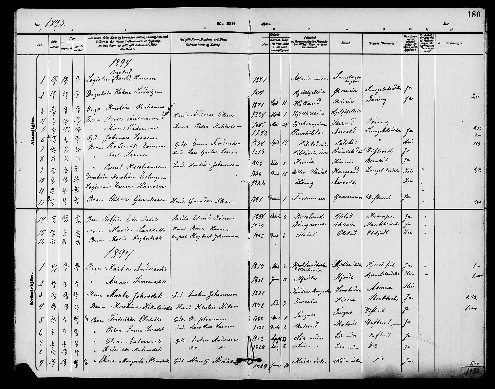 Nes prestekontor, Hedmark, AV/SAH-PREST-020/L/La/L0007: Parish register (copy) no. 7, 1892-1912, p. 180