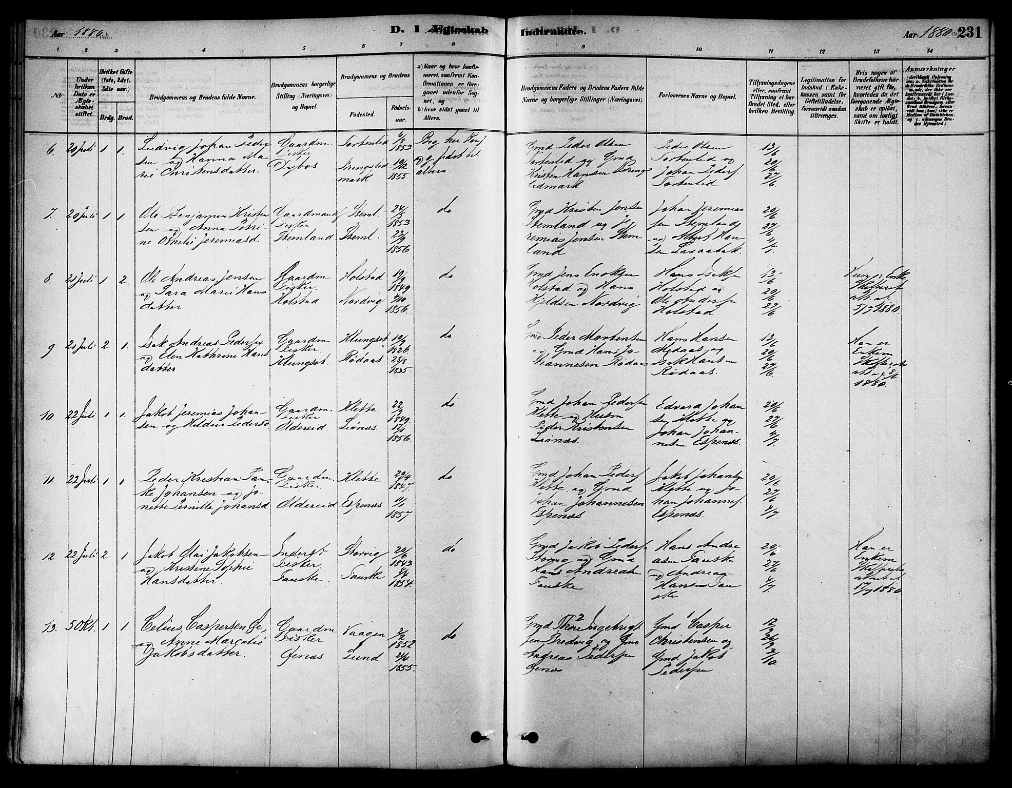 Ministerialprotokoller, klokkerbøker og fødselsregistre - Nordland, SAT/A-1459/852/L0740: Parish register (official) no. 852A10, 1878-1894, p. 231