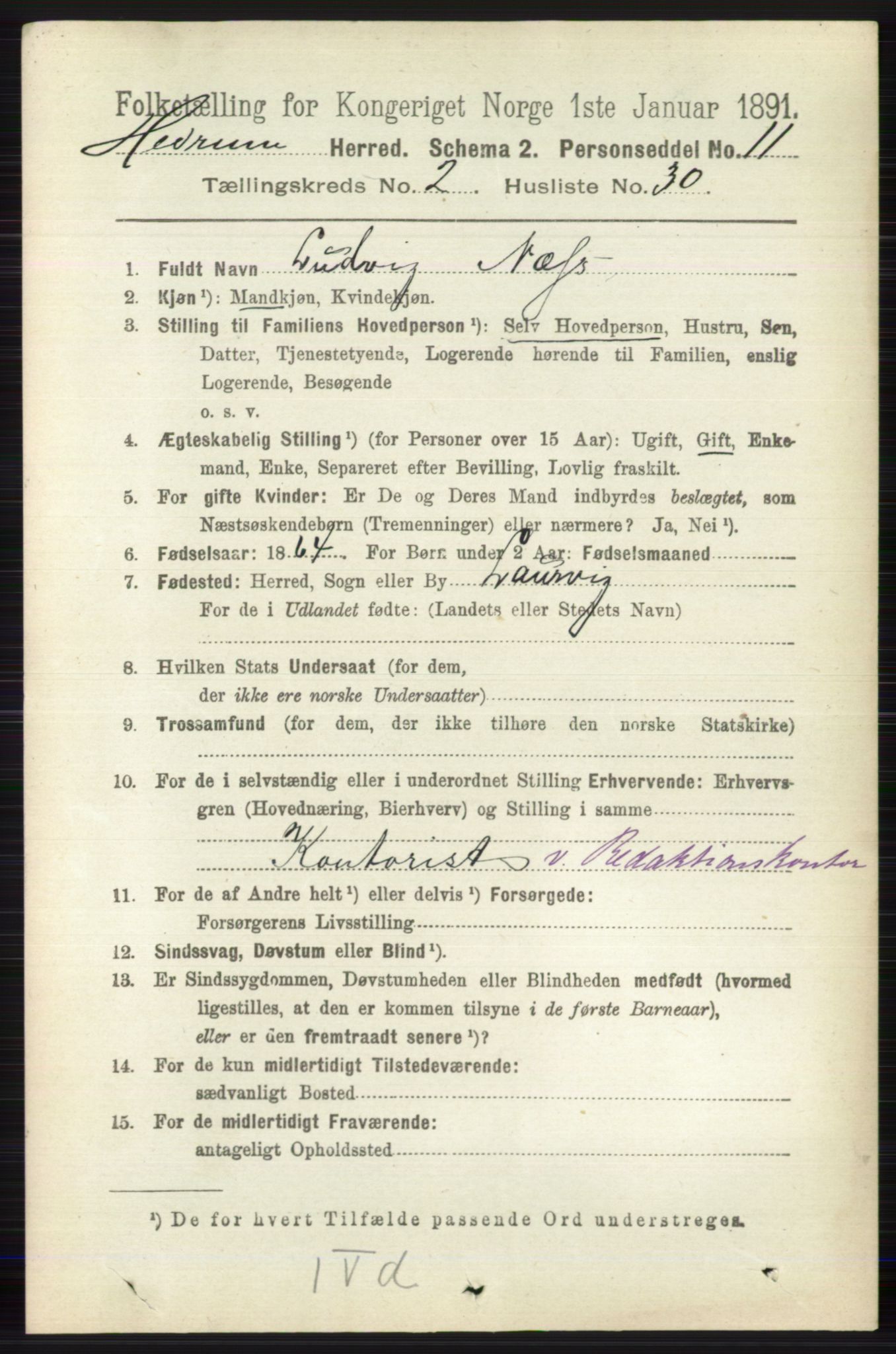 RA, 1891 census for 0727 Hedrum, 1891, p. 555