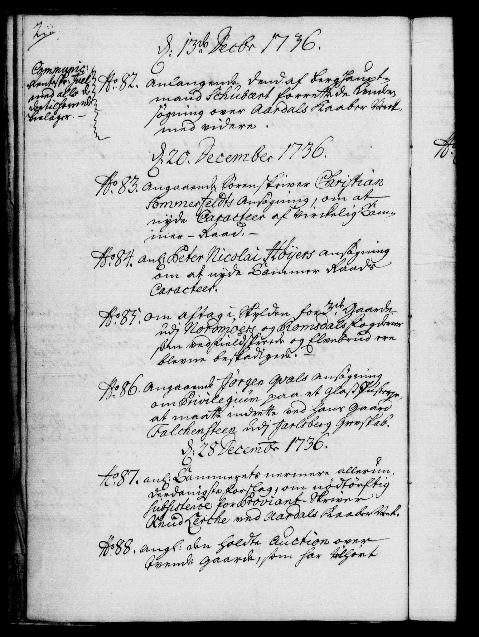 Rentekammeret, Kammerkanselliet, RA/EA-3111/G/Gf/Gfb/L0004: Register til norske relasjons- og resolusjonsprotokoller (merket RK 52.99), 1736-1743, p. 2
