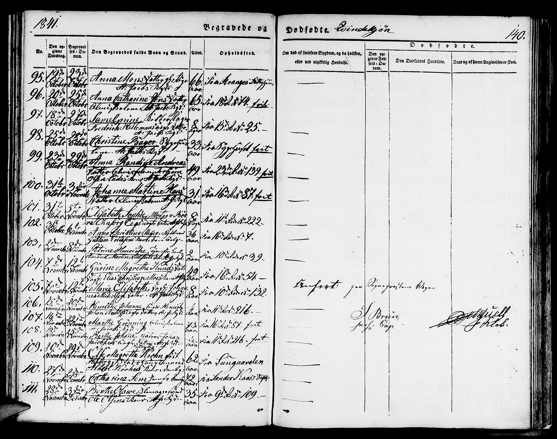 Domkirken sokneprestembete, SAB/A-74801/H/Hab/L0037: Parish register (copy) no. E 1, 1836-1848, p. 140