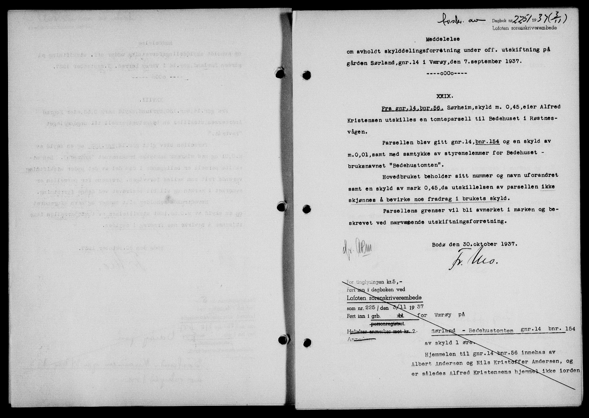 Lofoten sorenskriveri, SAT/A-0017/1/2/2C/L0003a: Mortgage book no. 3a, 1937-1938, Diary no: : 2251/1937