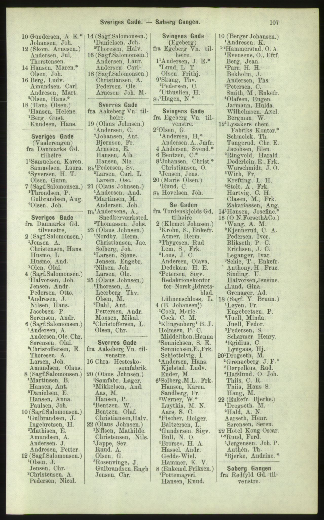 Kristiania/Oslo adressebok, PUBL/-, 1884, p. 107