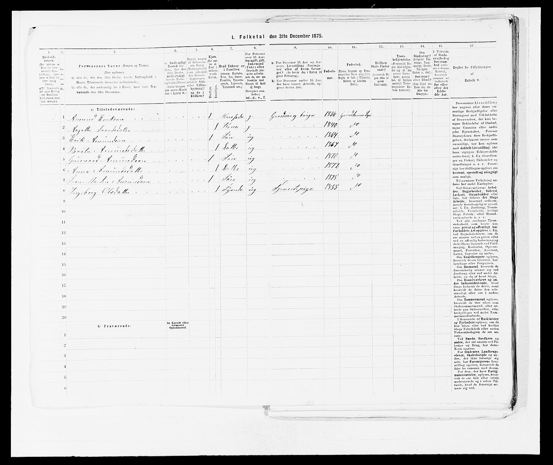 SAB, 1875 census for 1211P Etne, 1875, p. 519