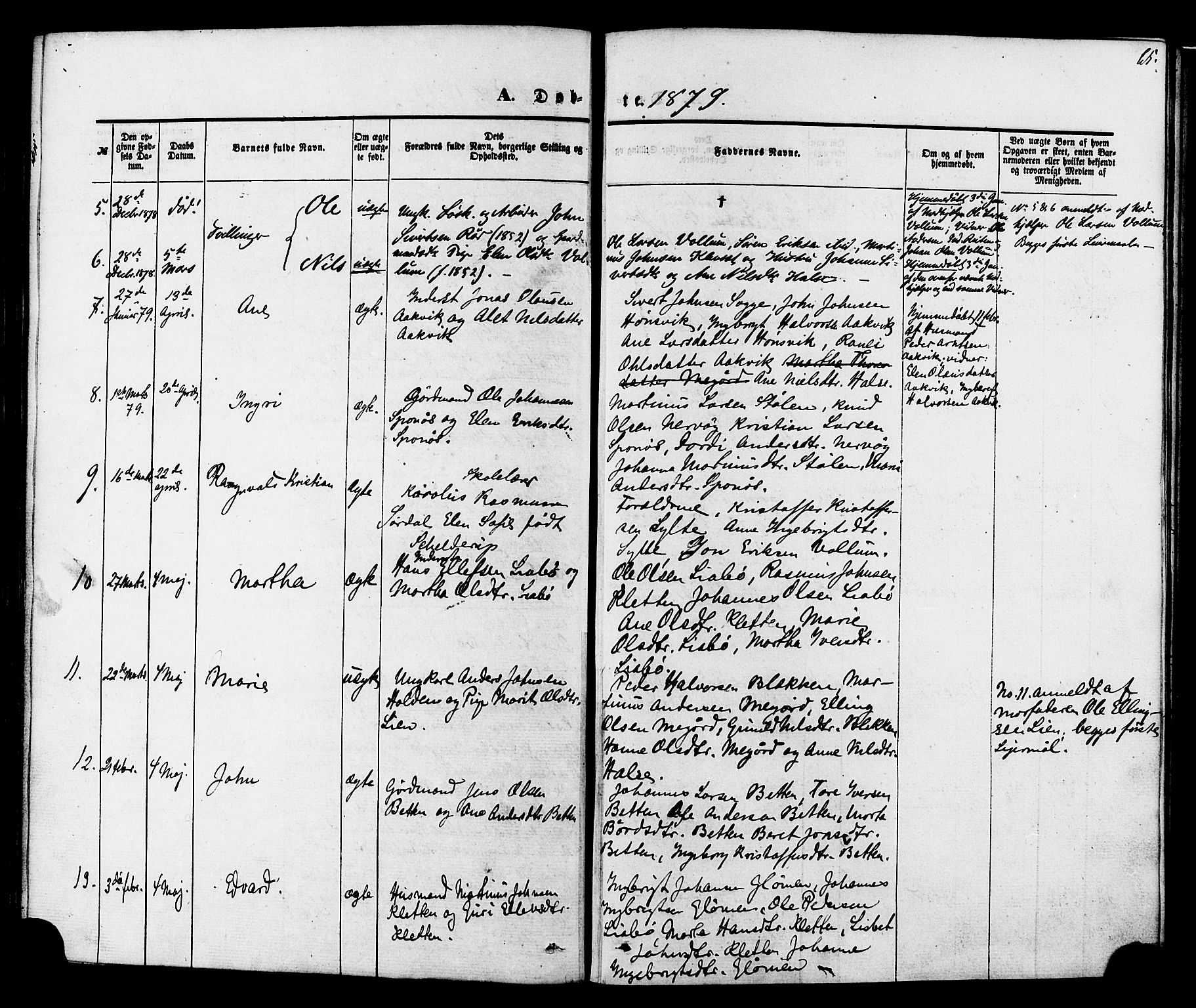 Ministerialprotokoller, klokkerbøker og fødselsregistre - Møre og Romsdal, SAT/A-1454/576/L0884: Parish register (official) no. 576A02, 1865-1879, p. 65