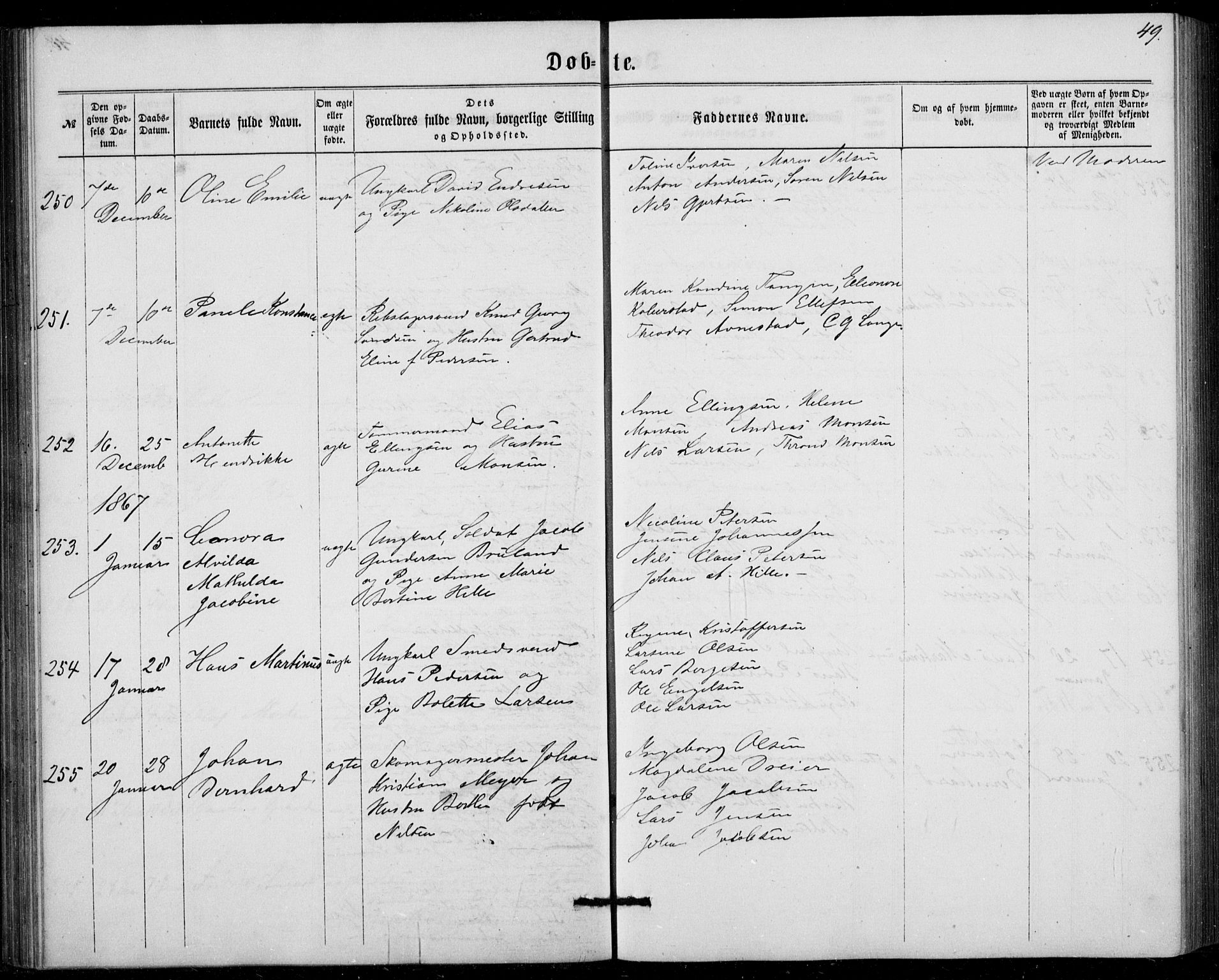 Fødselsstiftelsens sokneprestembete, ført av overlegen*, SAB/-: Parish register (official) no. A 1, 1863-1883, p. 49