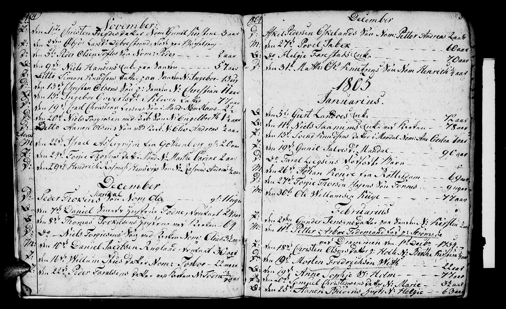 Mandal sokneprestkontor, SAK/1111-0030/F/Fa/Faa/L0009: Parish register (official) no. A 9, 1804-1818, p. 4-5