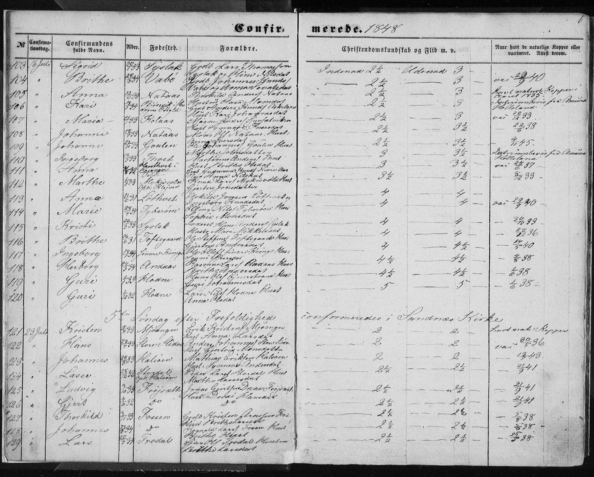 Lindås Sokneprestembete, AV/SAB-A-76701/H/Haa/Haaa/L0013: Parish register (official) no. A 13, 1848-1862, p. 6