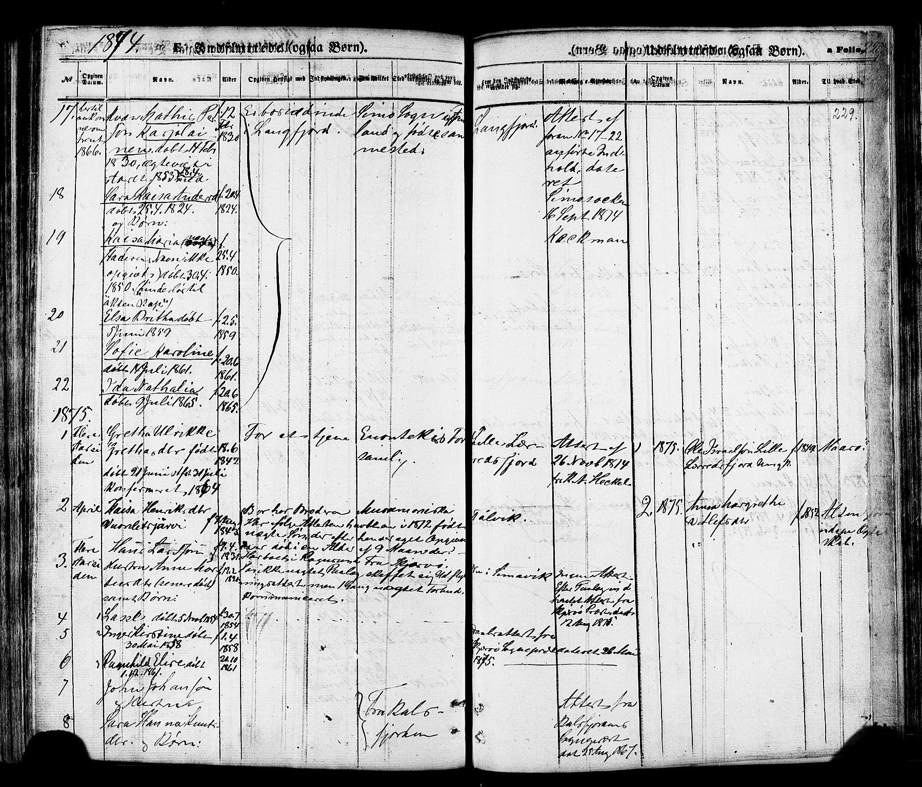 Talvik sokneprestkontor, SATØ/S-1337/H/Ha/L0011kirke: Parish register (official) no. 11, 1864-1877, p. 229