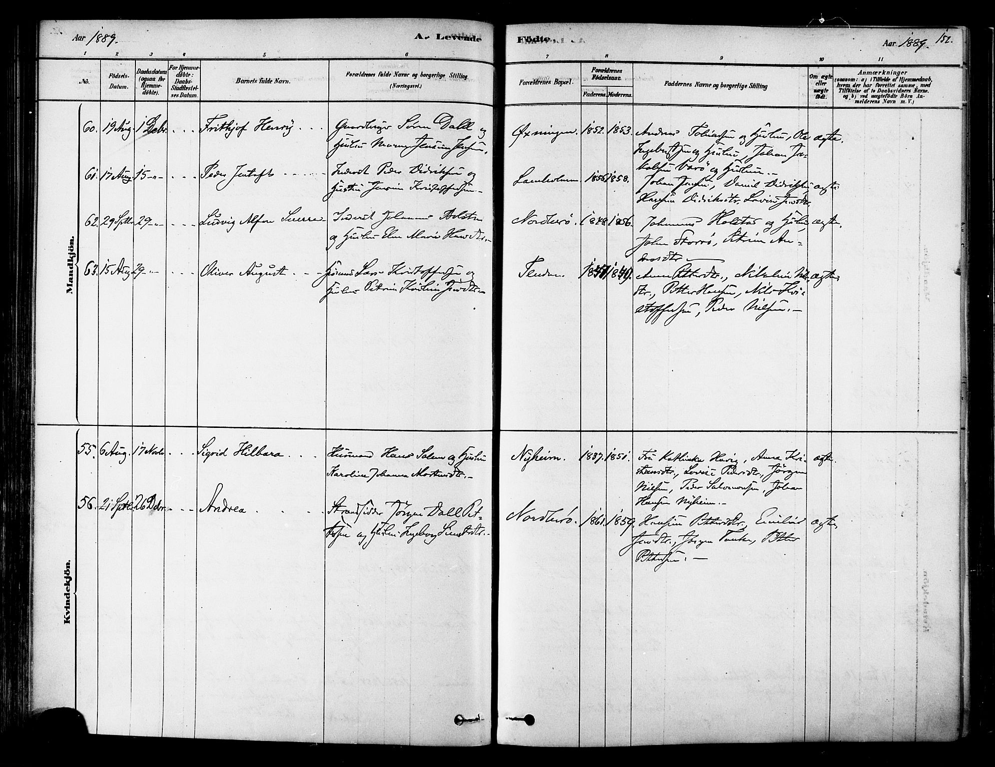 Ministerialprotokoller, klokkerbøker og fødselsregistre - Nordland, AV/SAT-A-1459/834/L0507: Parish register (official) no. 834A05, 1878-1892, p. 152