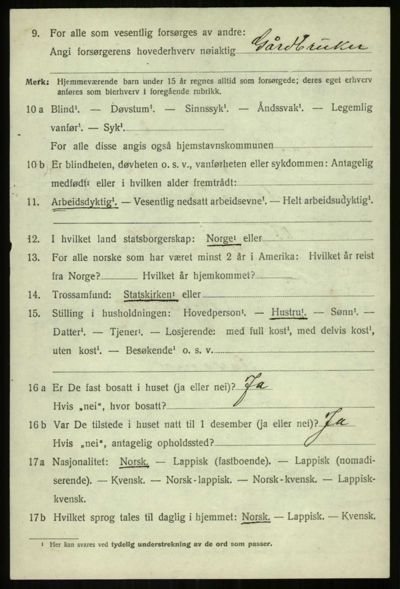 SATØ, 1920 census for Bardu, 1920, p. 2845