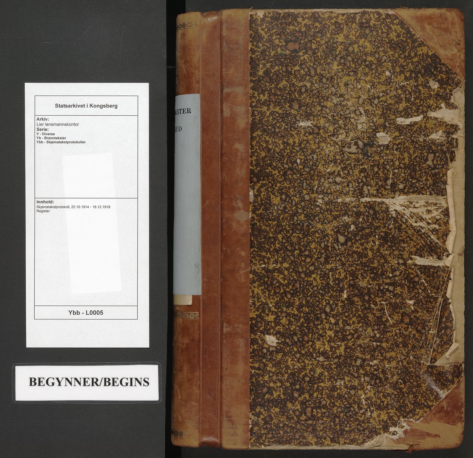 Lier lensmannskontor, AV/SAKO-A-507/Y/Yb/Ybb/L0005: Skjematakstprotokoll, 1914-1918