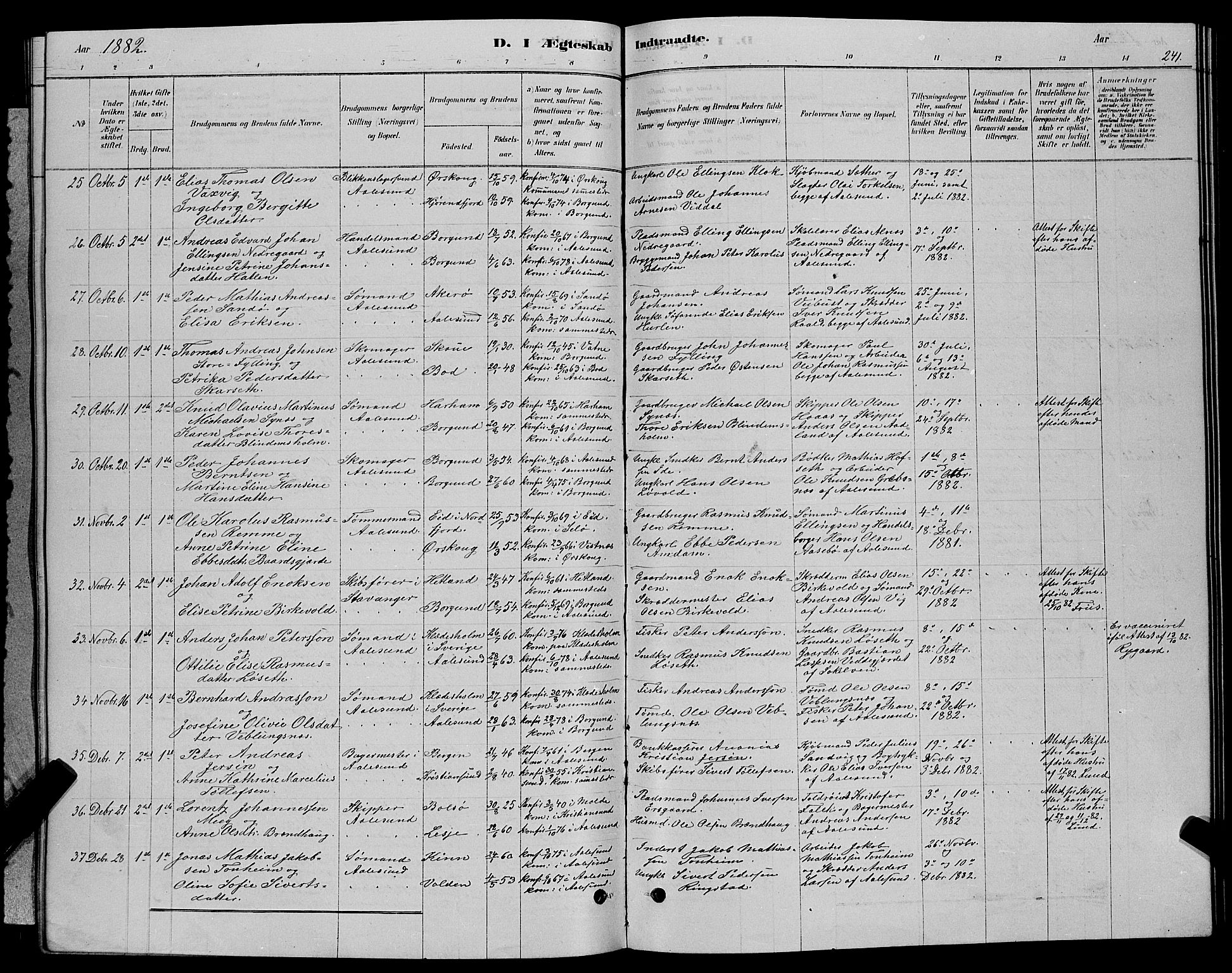 Ministerialprotokoller, klokkerbøker og fødselsregistre - Møre og Romsdal, SAT/A-1454/529/L0466: Parish register (copy) no. 529C03, 1878-1888, p. 241