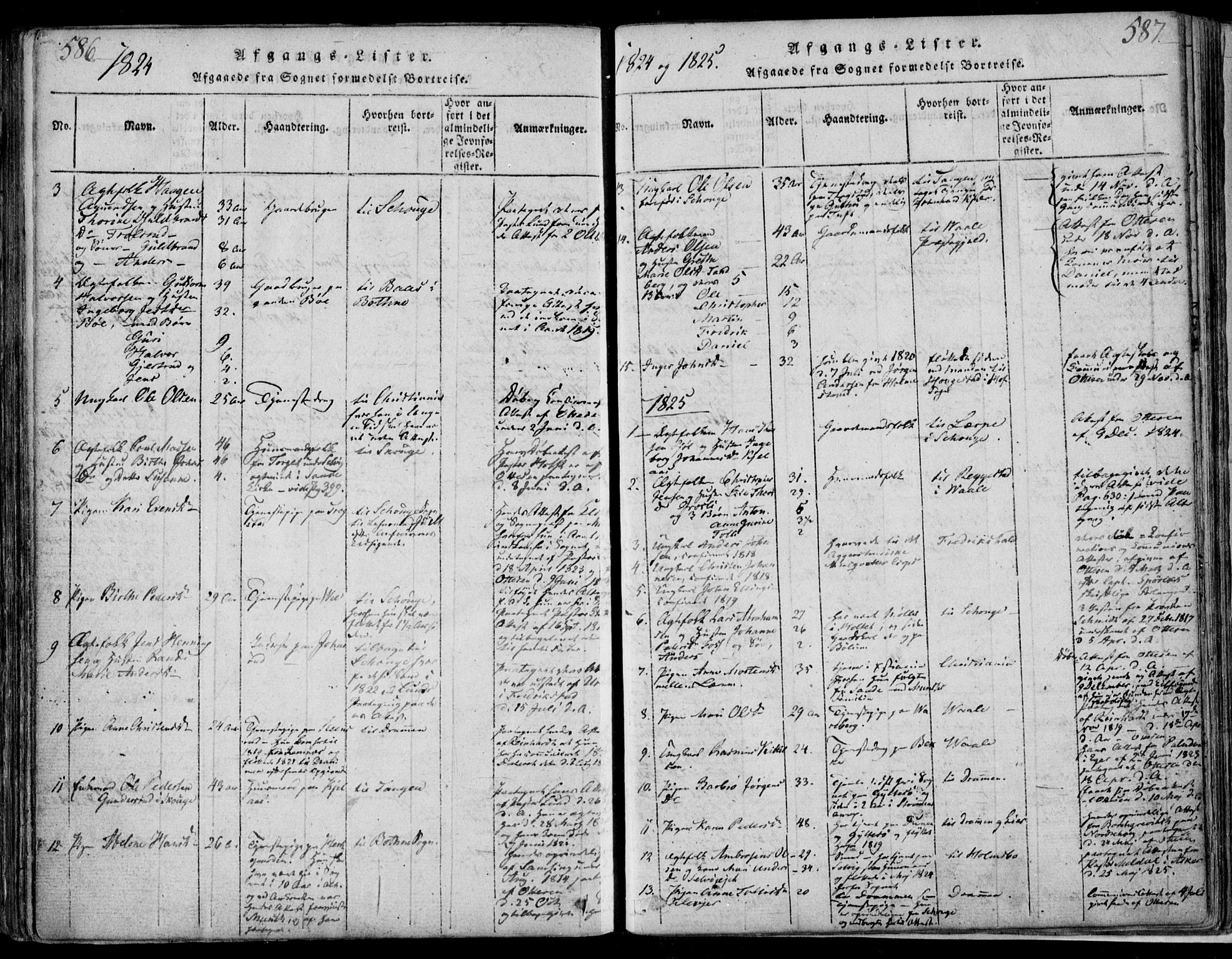Sande Kirkebøker, SAKO/A-53/F/Fa/L0003: Parish register (official) no. 3, 1814-1847, p. 586-587