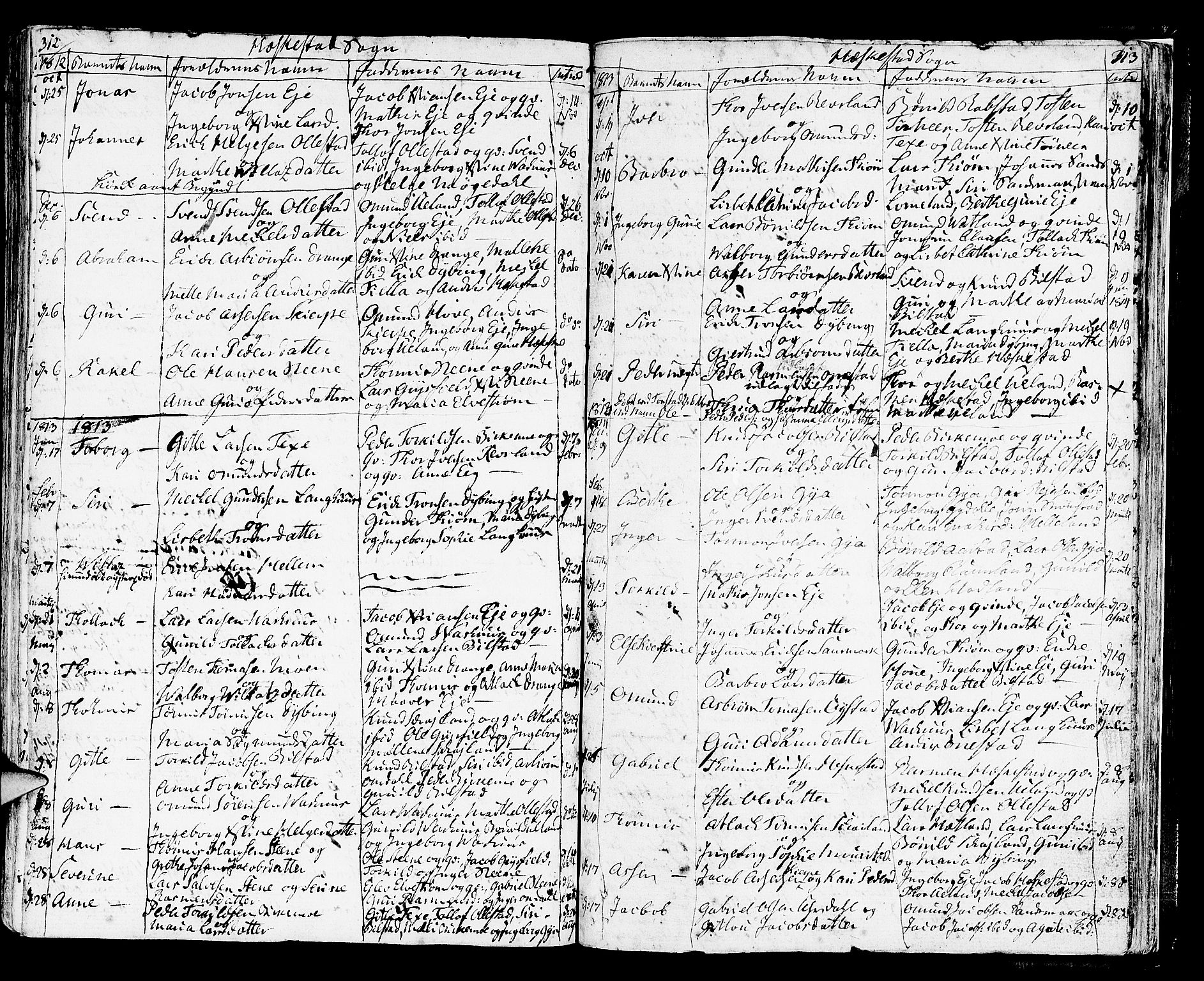 Helleland sokneprestkontor, AV/SAST-A-101810: Parish register (official) no. A 3 /3, 1791-1817, p. 312-313