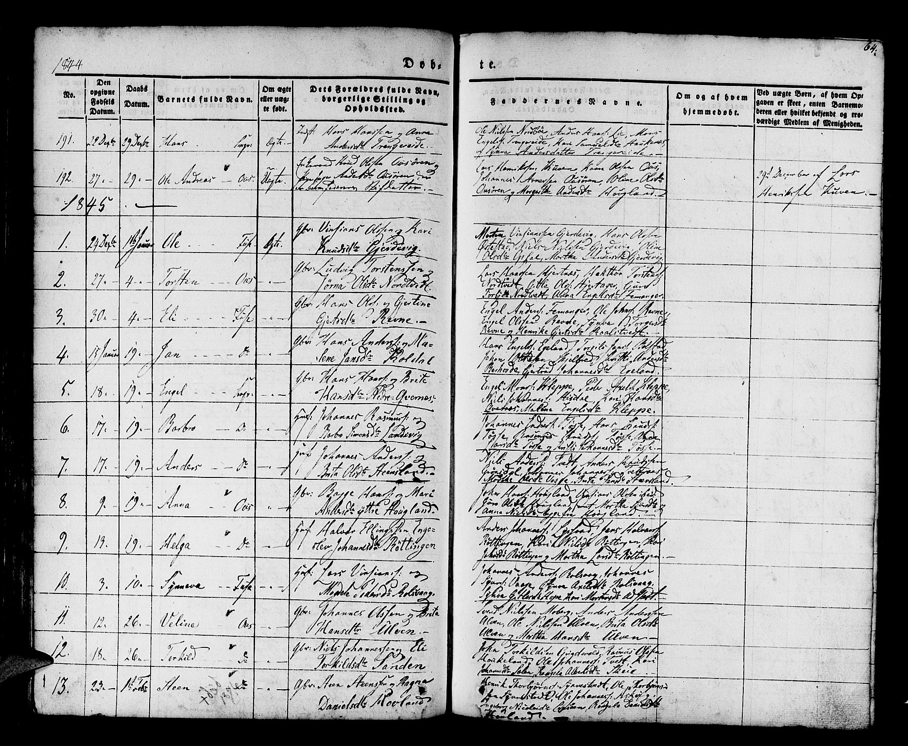 Os sokneprestembete, AV/SAB-A-99929: Parish register (official) no. A 15, 1839-1851, p. 64