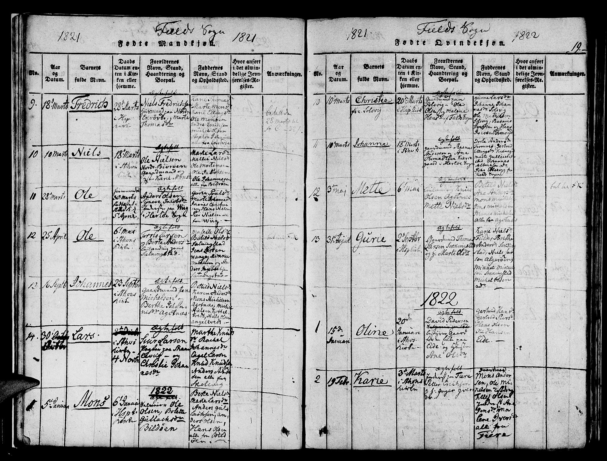 Askøy Sokneprestembete, AV/SAB-A-74101/H/Ha/Haa/Haaa/L0003: Parish register (official) no. A 3, 1815-1825, p. 19