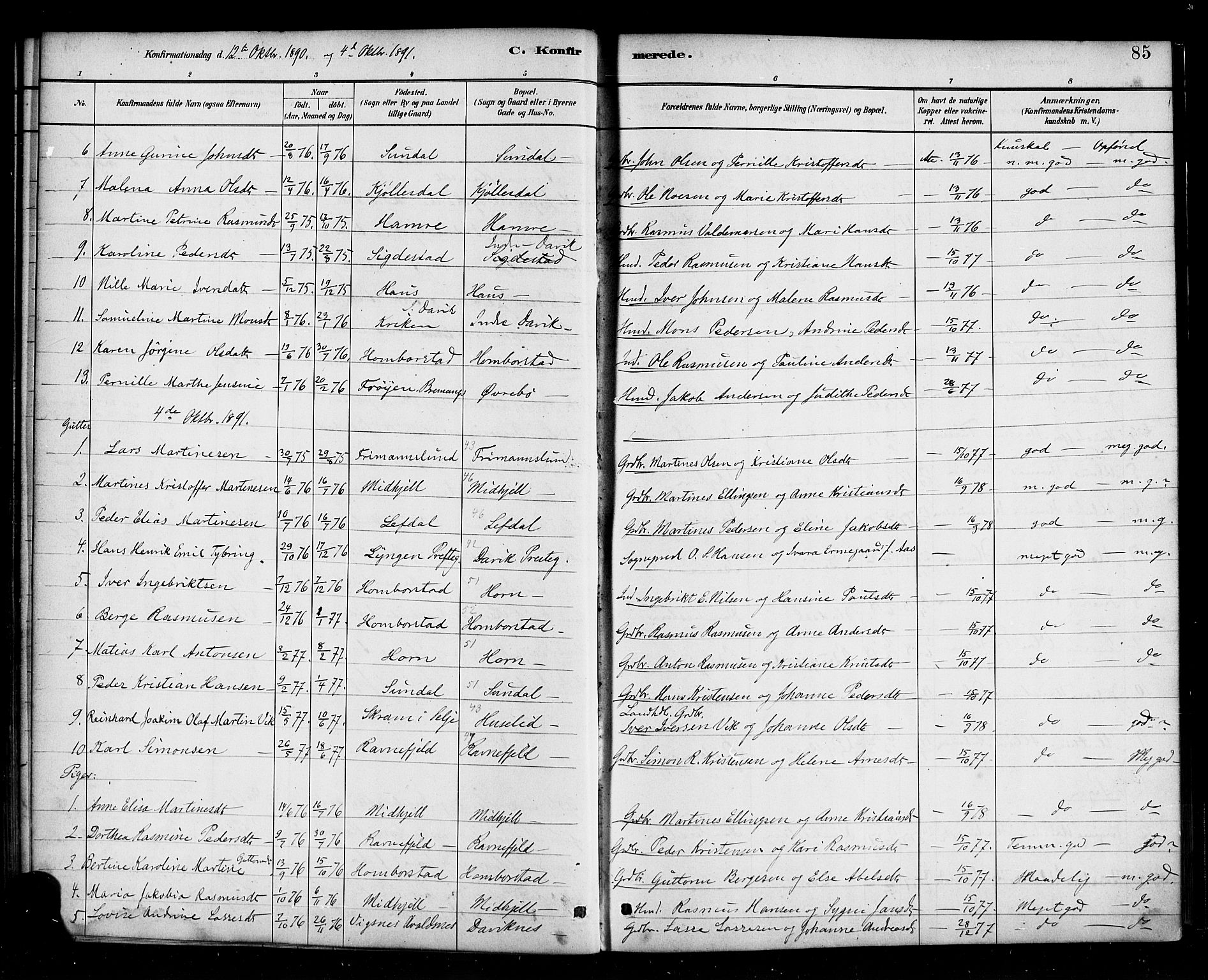 Davik sokneprestembete, SAB/A-79701/H/Haa/Haab/L0001: Parish register (official) no. B 1, 1882-1900, p. 85