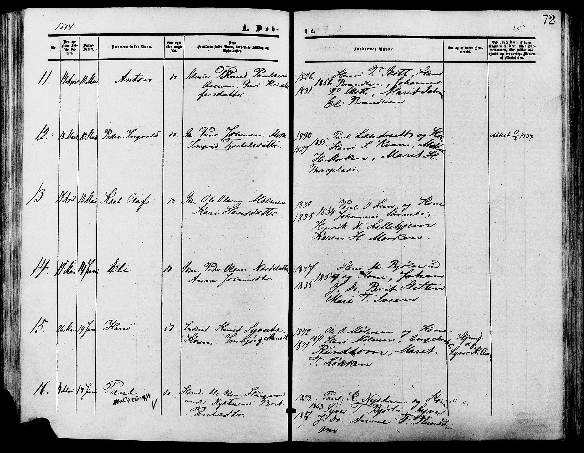 Lesja prestekontor, AV/SAH-PREST-068/H/Ha/Haa/L0009: Parish register (official) no. 9, 1854-1889, p. 72