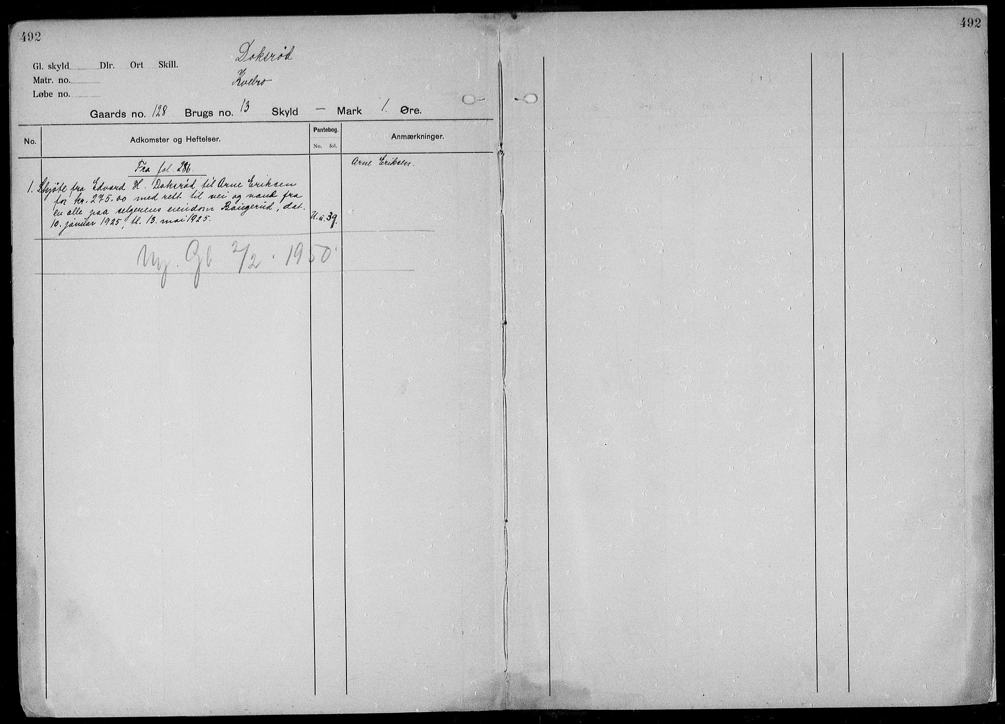 Gjerpen sorenskriveri, AV/SAKO-A-216/G/Gb/Gbd/L0004b: Mortgage register no. IV 4b, p. 492