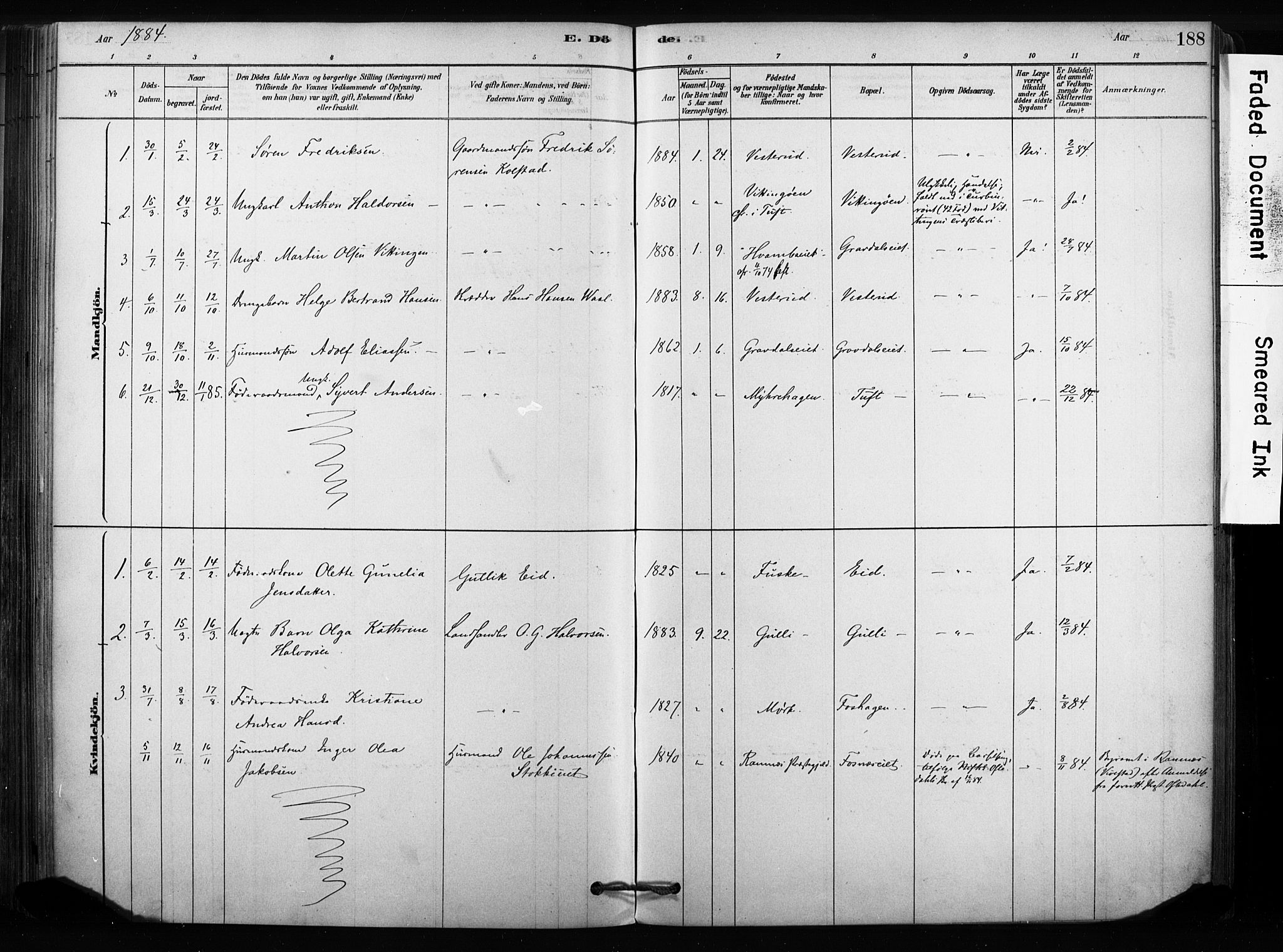 Sandsvær kirkebøker, SAKO/A-244/F/Fc/L0001: Parish register (official) no. III 1, 1878-1923, p. 188