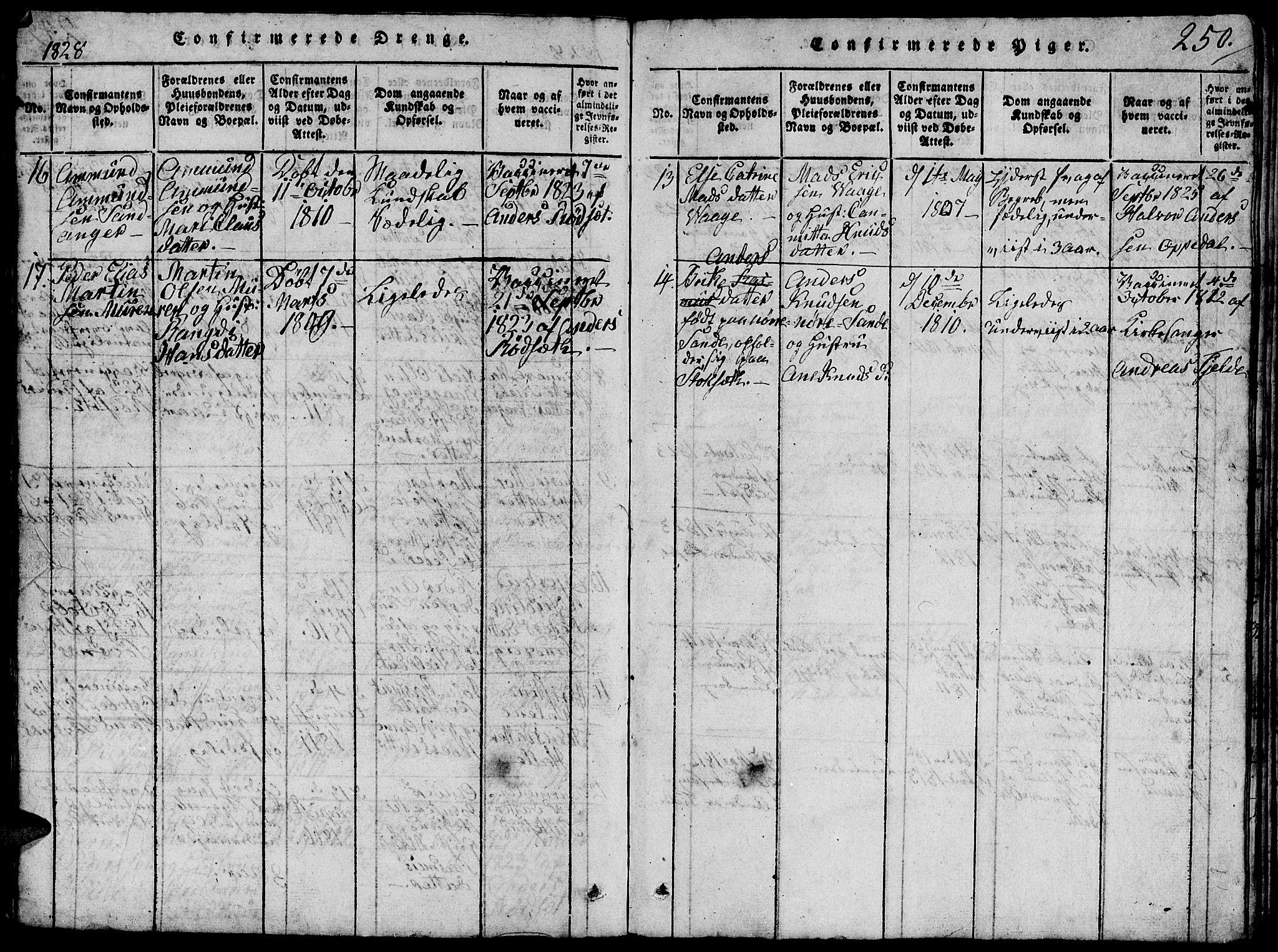 Ministerialprotokoller, klokkerbøker og fødselsregistre - Møre og Romsdal, SAT/A-1454/503/L0046: Parish register (copy) no. 503C01, 1816-1842, p. 250