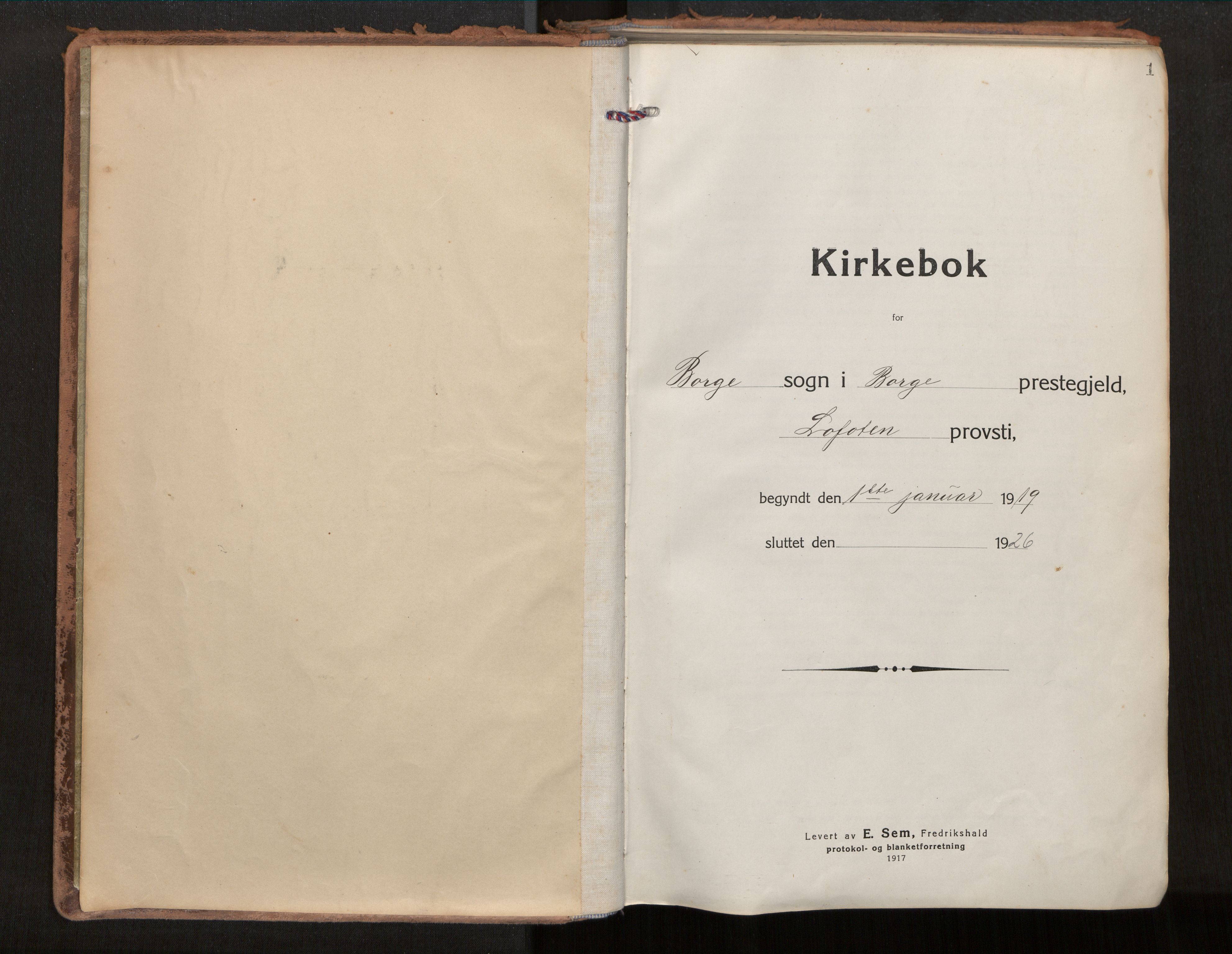 Ministerialprotokoller, klokkerbøker og fødselsregistre - Nordland, AV/SAT-A-1459/880/L1136: Parish register (official) no. 880A10, 1919-1927, p. 1